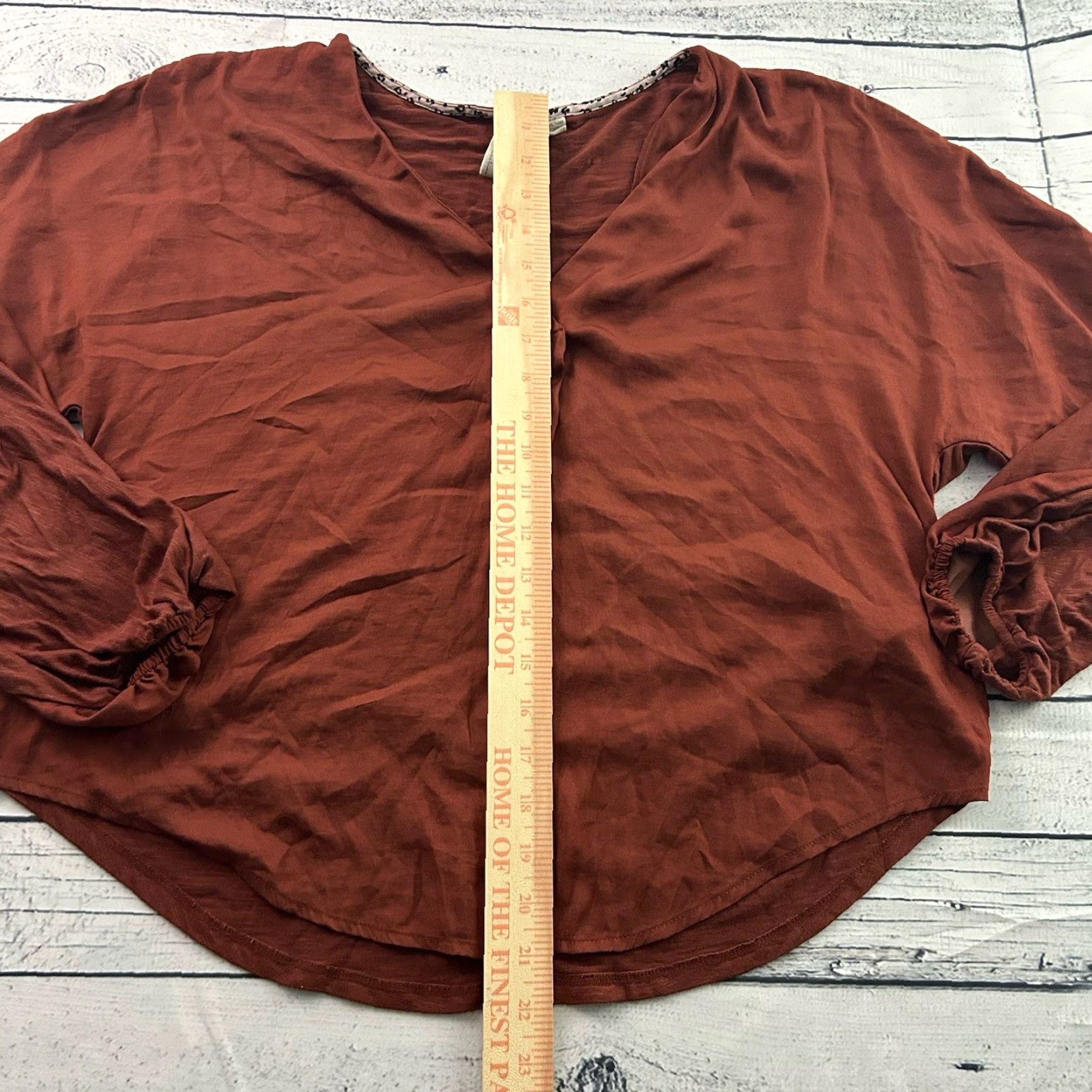 Vintage DOLAN Left Coast Collection Anthropologie Long Sleeve Top Women's M Rust Brown Shirt Size M / US 6-8 / IT 42-44 - 3 Thumbnail