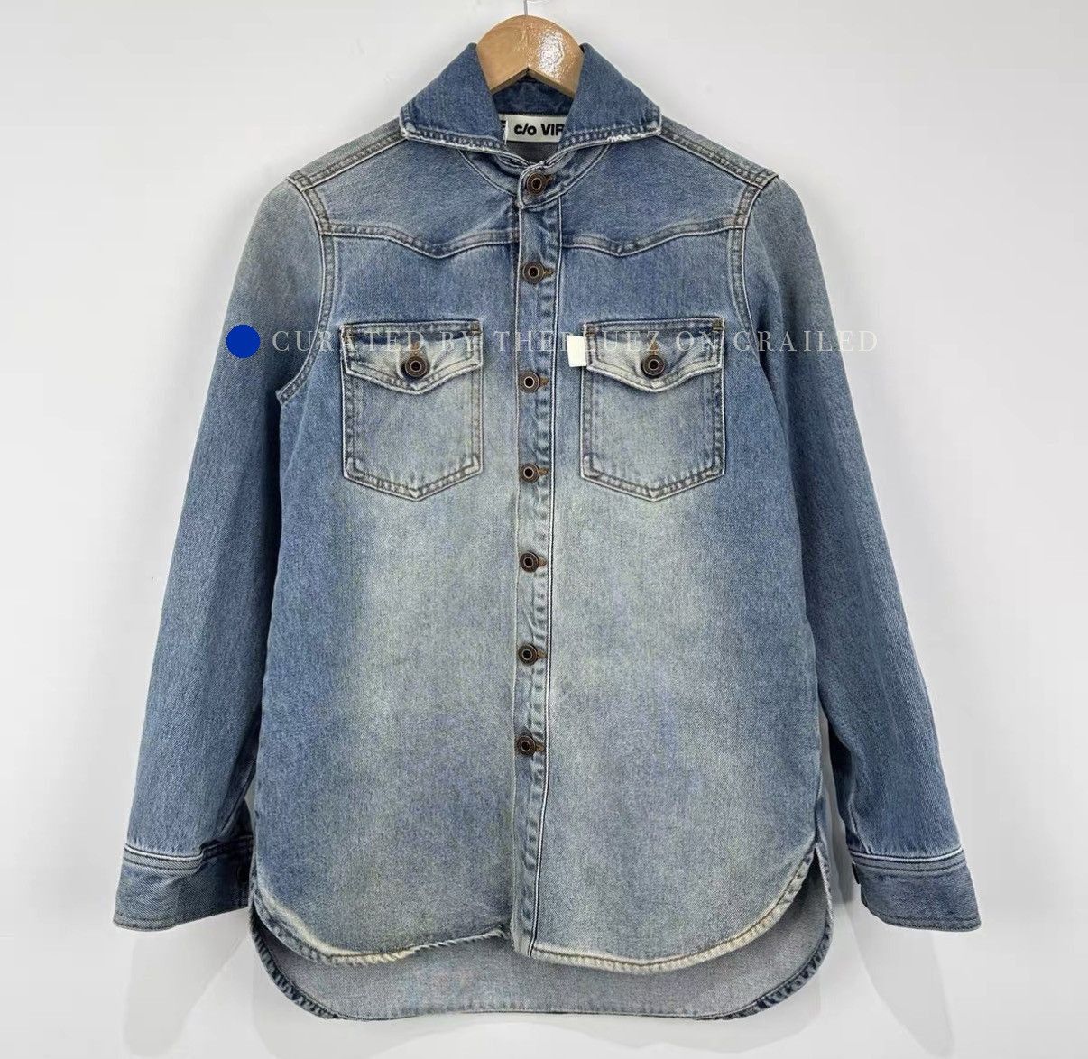 Off-White Washed Blue Embroidered Denim Jacket Size US XS / EU 42 / 0 - 1 Thumbnail