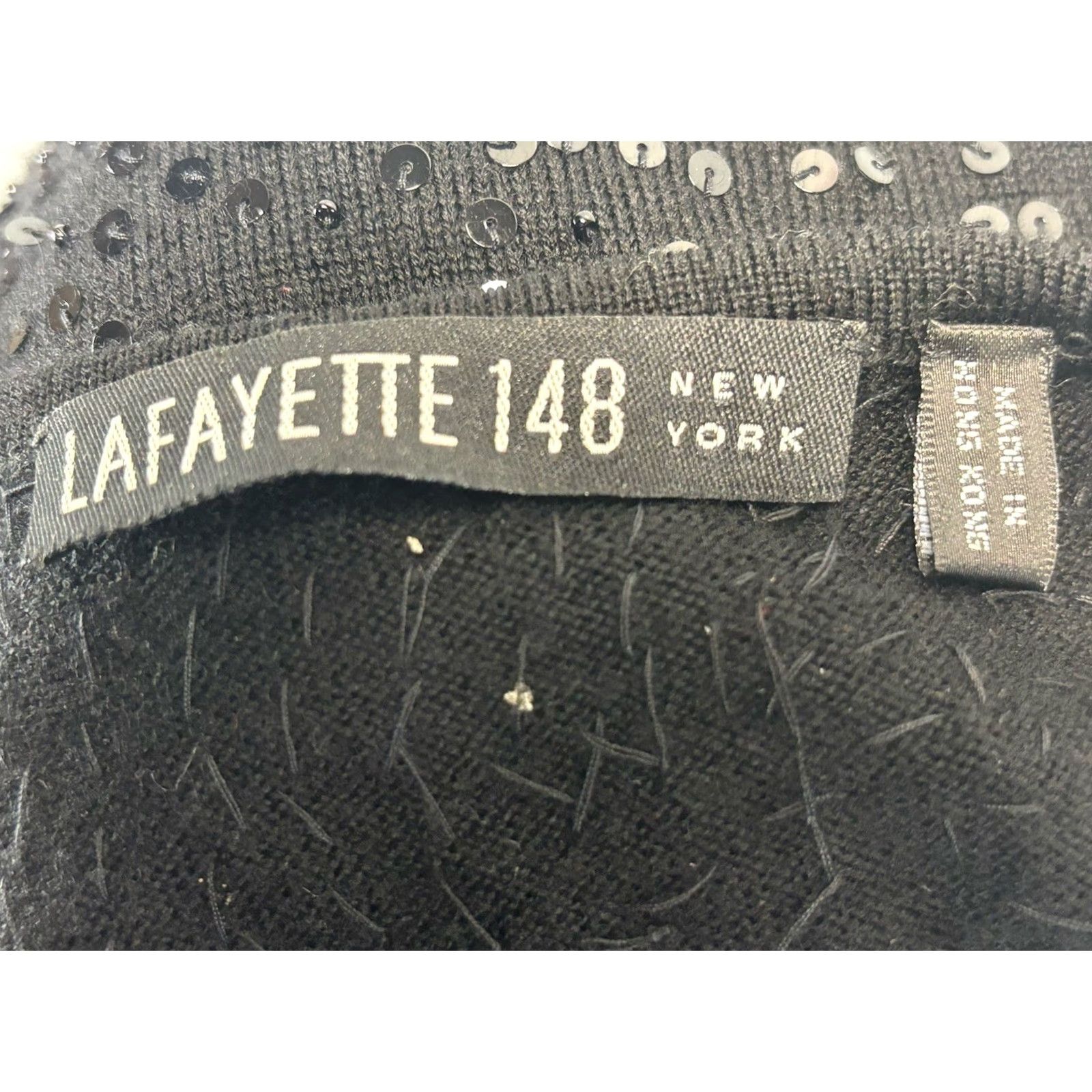 Vintage Lafayette 148 Wool Sequin Faux Wrap Sweater Women’s M Black Stretch Evening Size M / US 6-8 / IT 42-44 - 7 Thumbnail