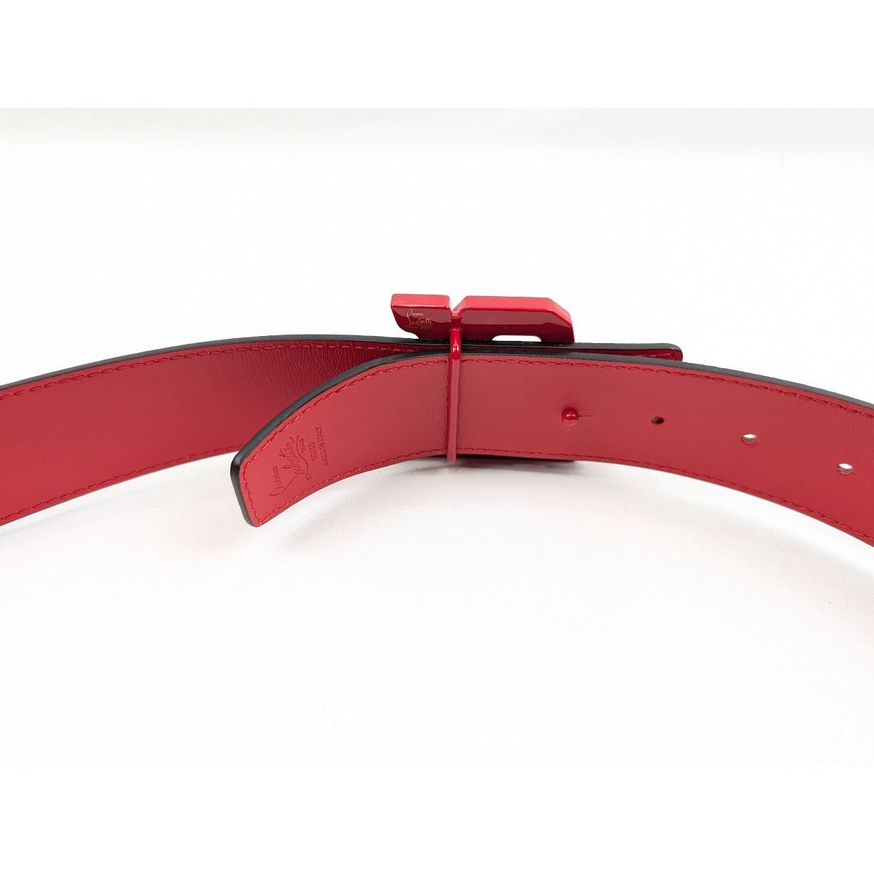 Christian Louboutin o1rshd1 Size: 90 / Calf Happy Rui CL Logo Belt in Loubi Size 34 - 16 Thumbnail