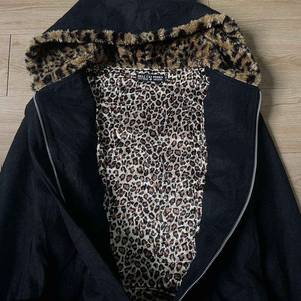 14th Addiction 🇯🇵 Hell Cat Punks Goa Asymmetrical Wool Jacket Leopard Fur Size S / US 4 / IT 40 - 12 Thumbnail