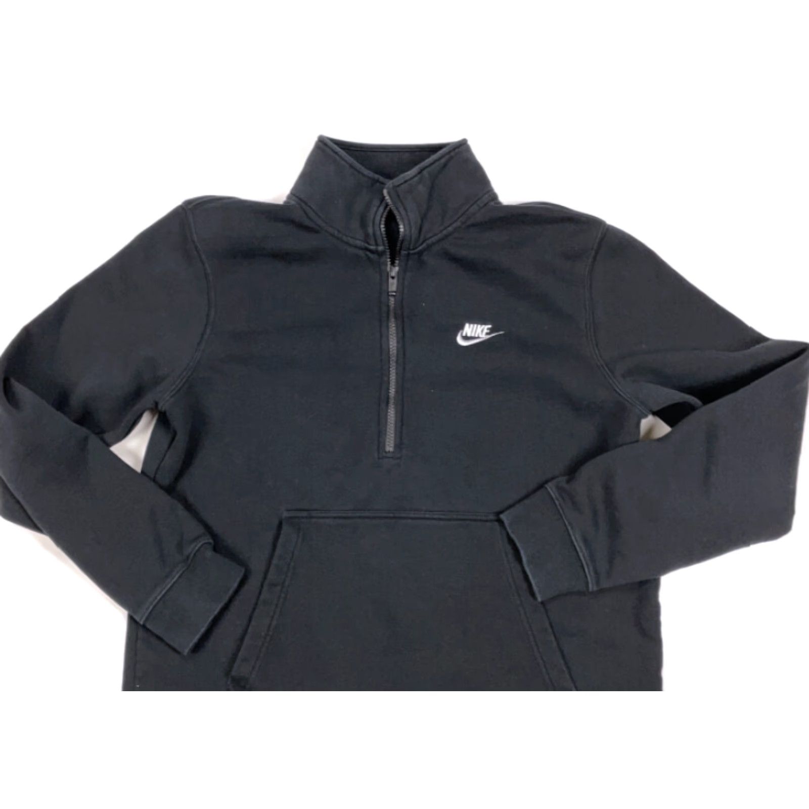 Nike Nike Black 1/2-Zip Jersey Sweatshirt 929452-010 Swoosh Logo Cotton Blend L Size US L / EU 52-54 / 3 - 3 Thumbnail