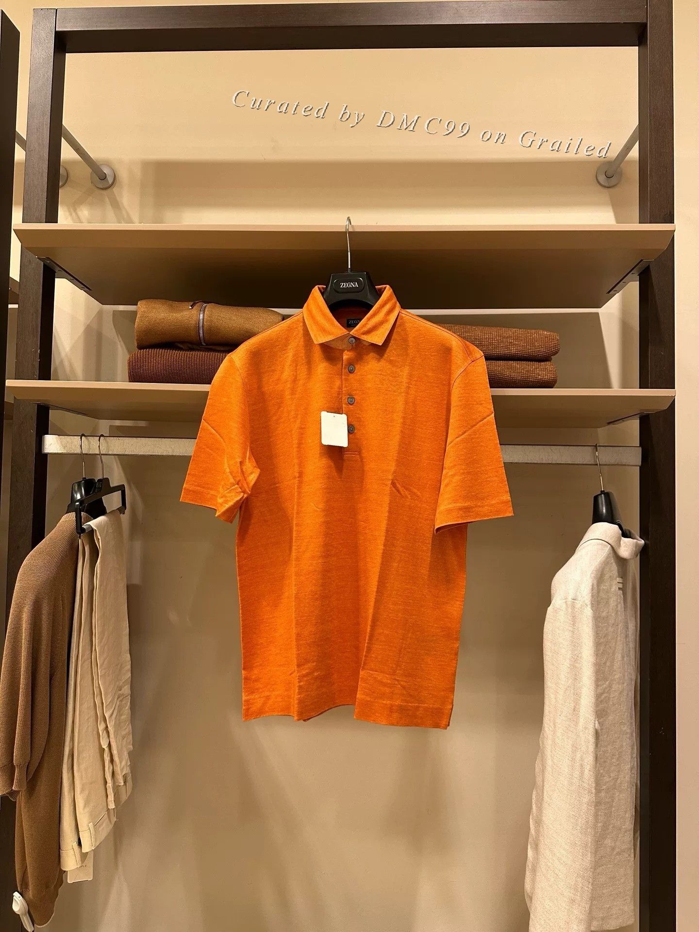 Ermenegildo Zegna Zegna Men's Orange Linen Polo Shirt Size US M / EU 48-50 / 2 - 3 Thumbnail
