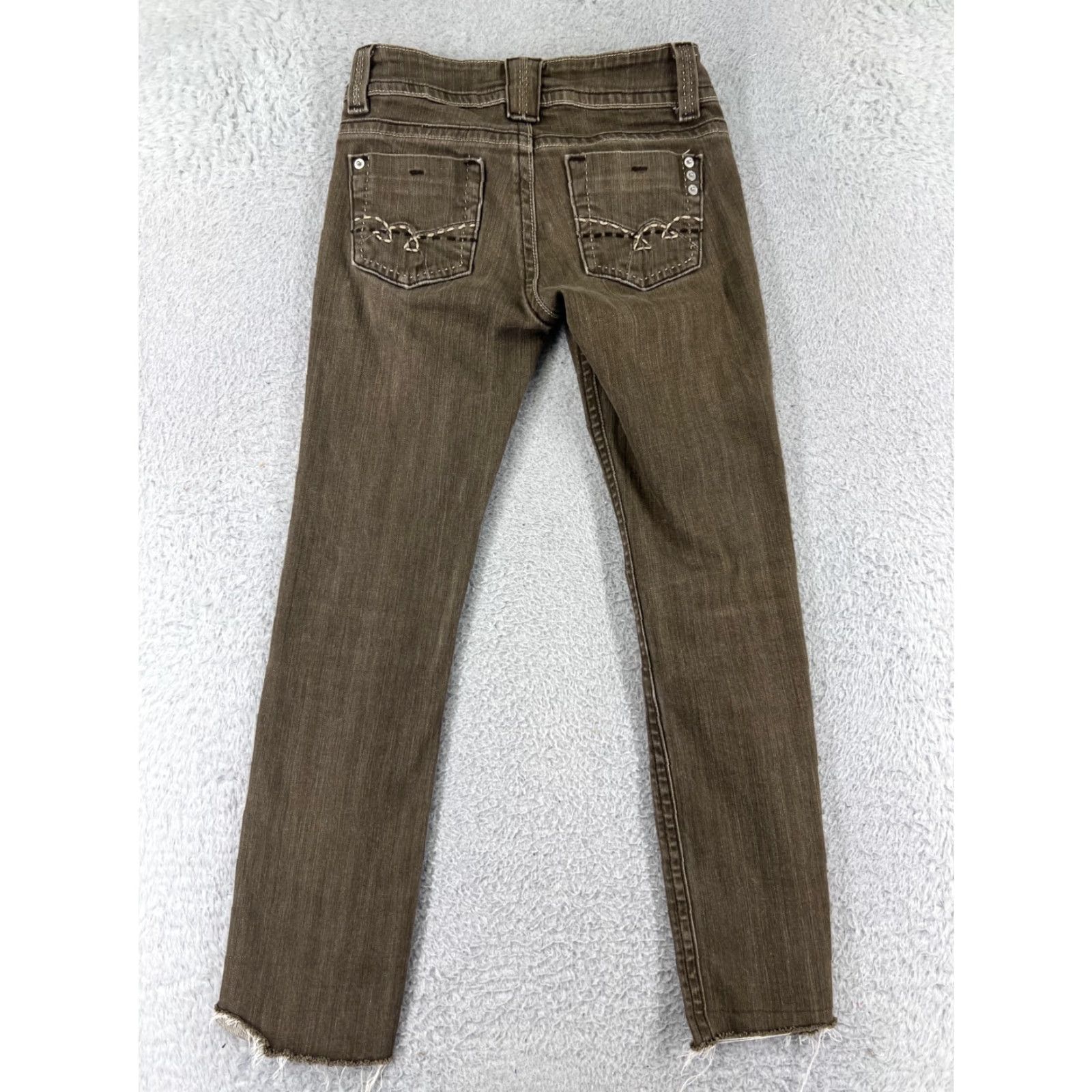 Miss Me Miss Me Jeans Distressed Brown Denim Jean 14 Girls Straight Leg Embroidered 5-Pocket Design Size 36" / US 14 / IT 50 - 2 Thumbnail