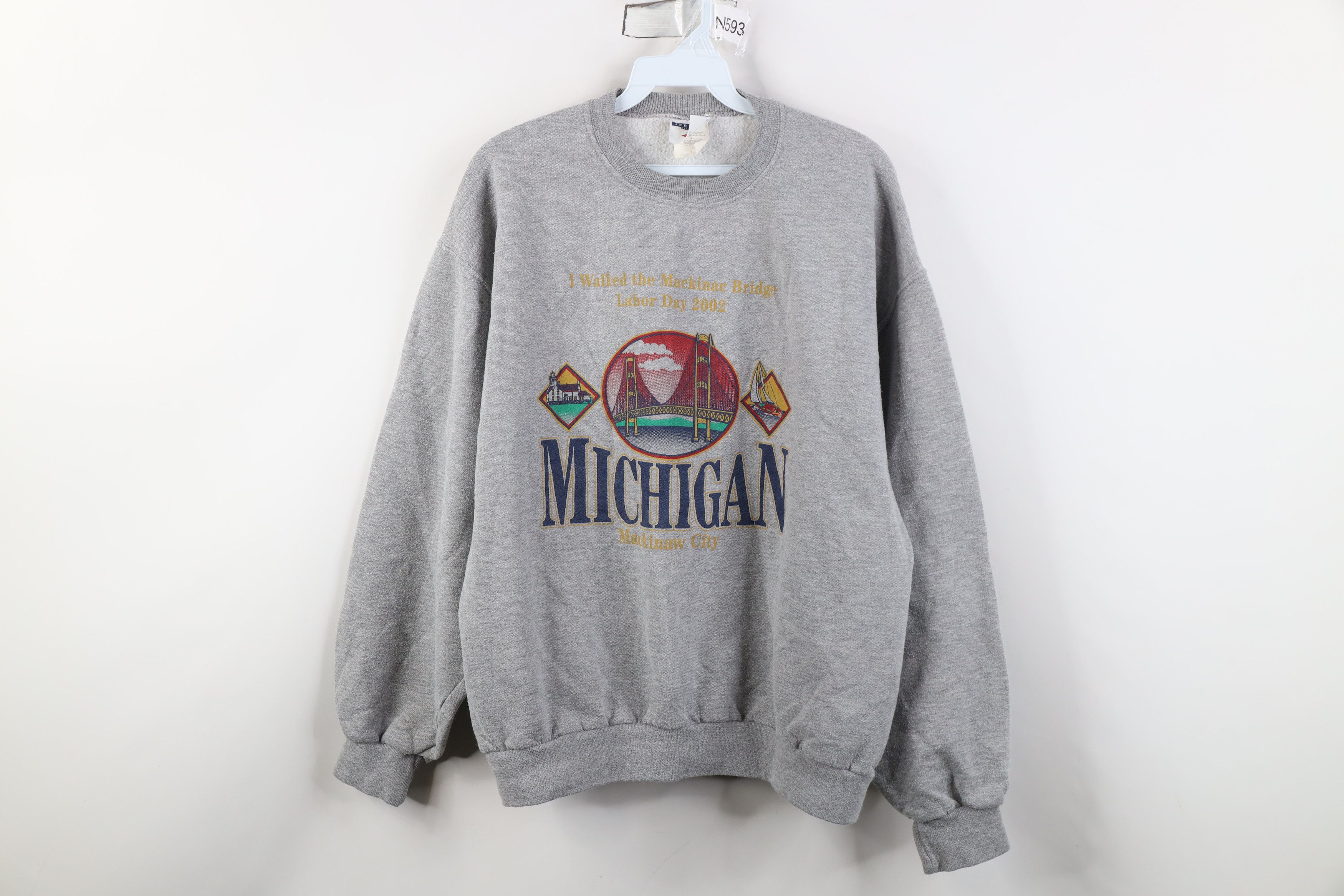Vintage Vintage Y2K 2002 Mackinaw Bridge Walk Michigan Sweatshirt Size L / US 10 / IT 46 - 1 Thumbnail