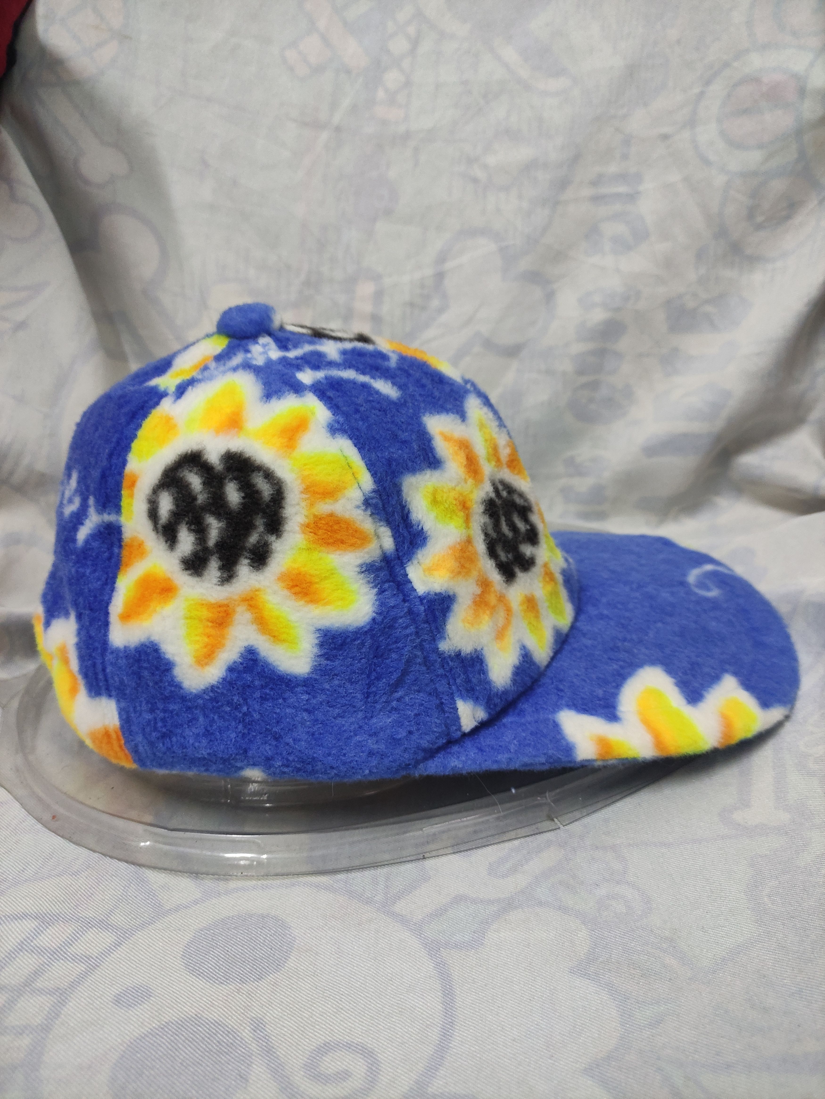 Ellesse × Vintage ELLESSE ITALY WINTER FLEECE CAP FULL PRINT SUNFLOWER Size ONE SIZE - 5 Thumbnail