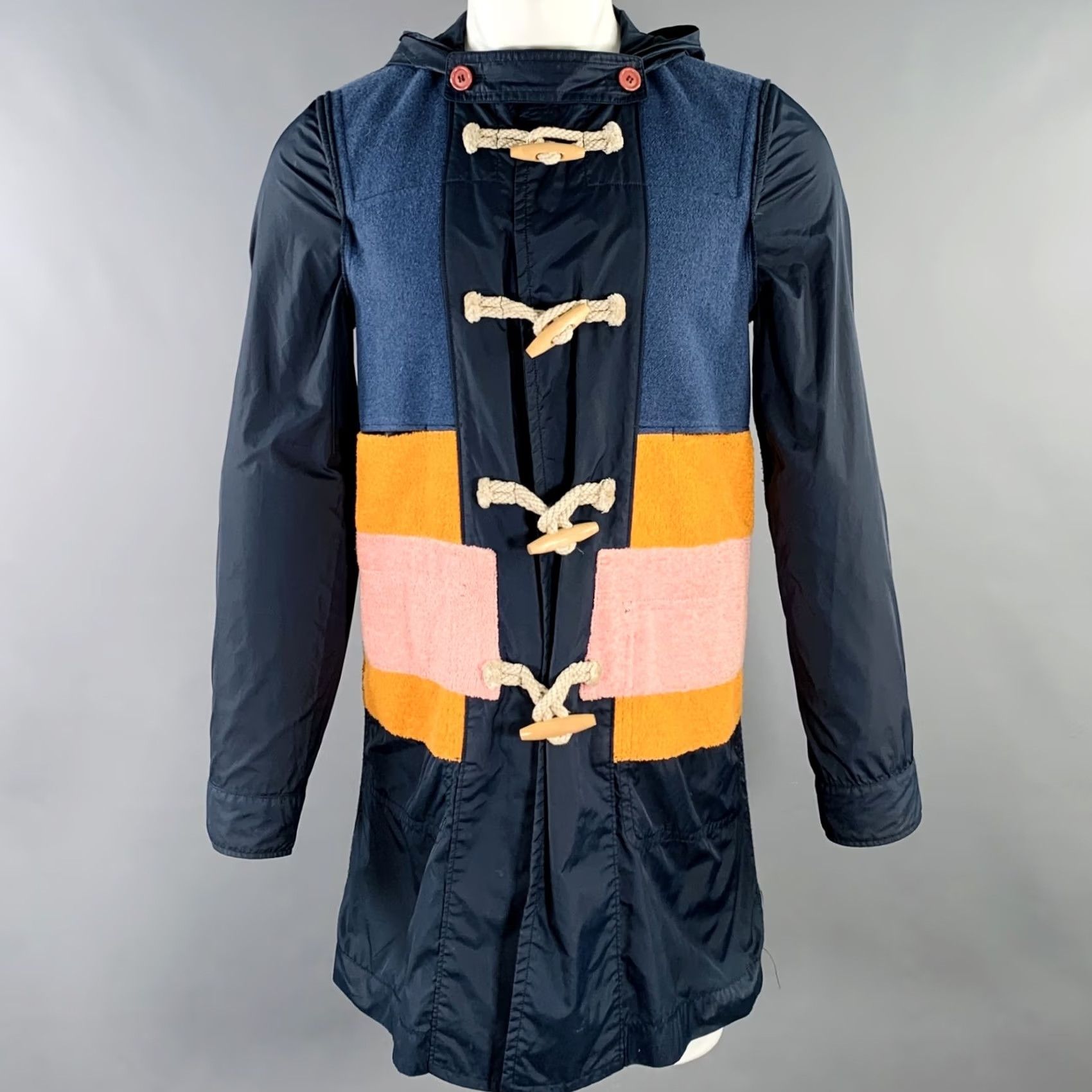 Comme des Garcons Girl COMME des GARCONS SHIRT Coat Size S Navy Multi Color Hooded Color Block Toggle Coat Size US S / EU 44-46 / 1 - 2 Thumbnail