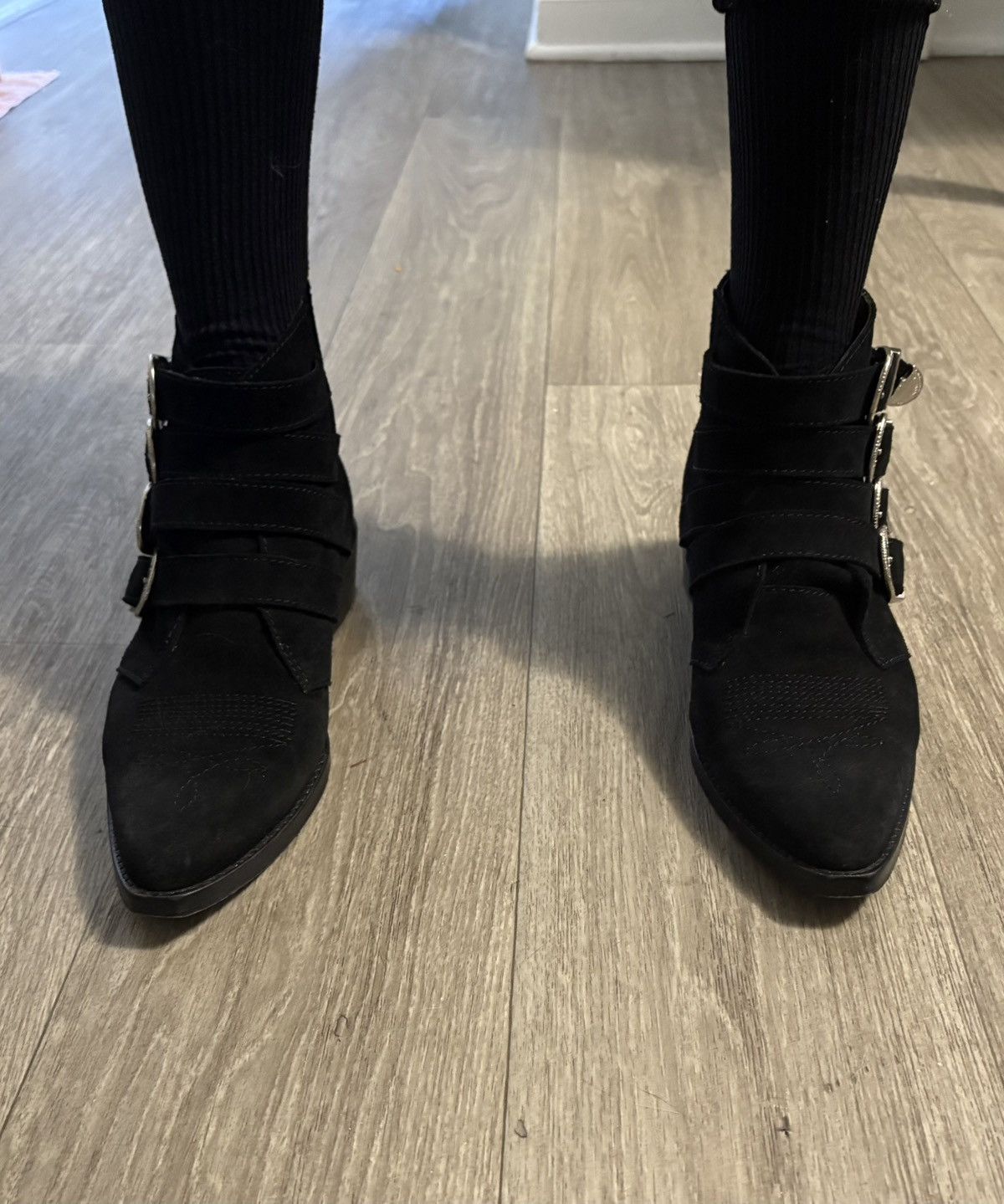 TOGA VIRILIS Black Suede Buckle Boots Size US 7 / EU 40 - 9 Thumbnail