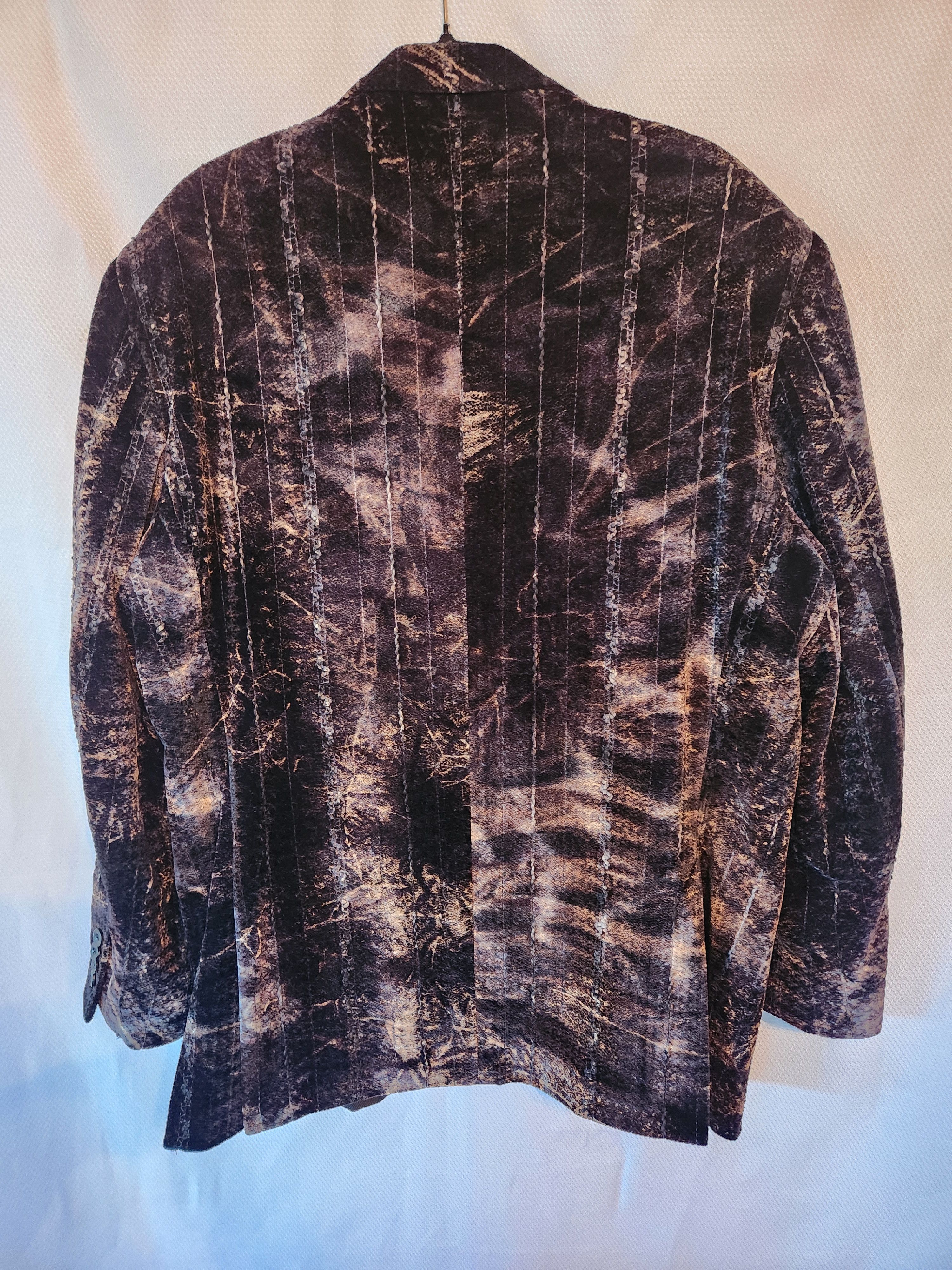 Other NWOT New Gen Abstract Designed Black and Gold Velvet Blazer Size 44R - 2 Thumbnail