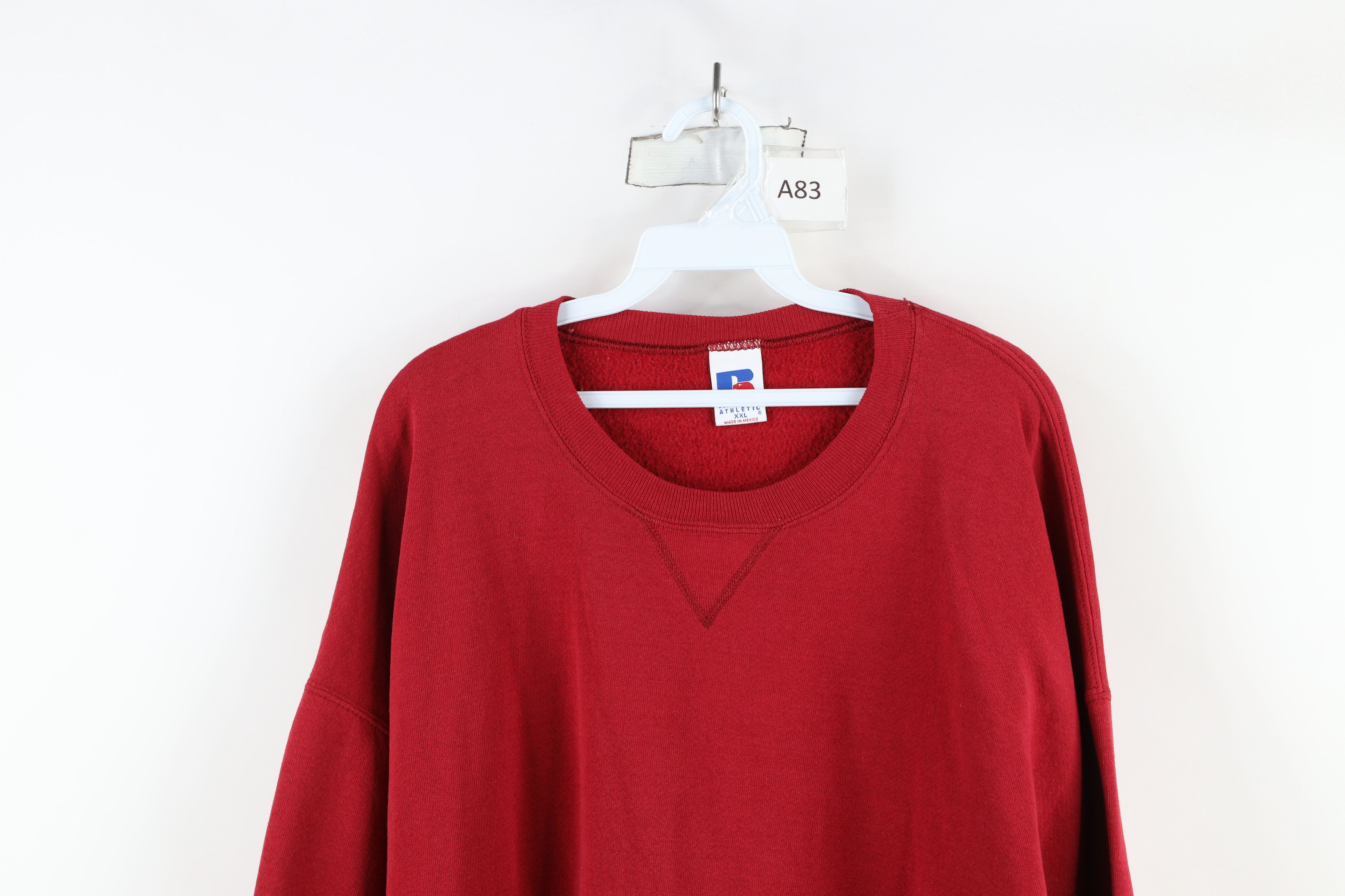 Russell Athletic × Vintage Vintage 90s Russell Athletic Blank Crewneck Sweatshirt Red Size US XXL / EU 58 / 5 - 2 Thumbnail