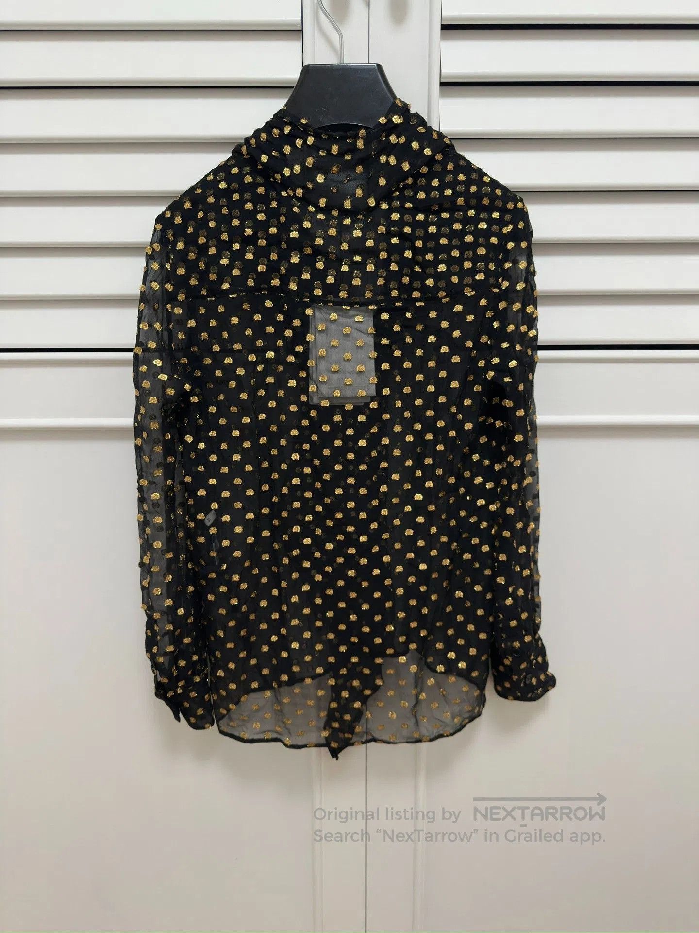 Celine Celine Black Gold Polka Dot Silk Shirt. Size XS / US 0-2 / IT 36-38 - 4 Thumbnail