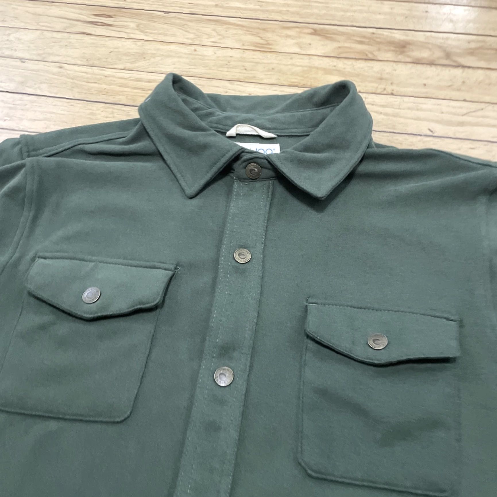 CO VINTAGE Laguna Beach Shacket Men XL Olive Green Y2K Flannel Snap Cap Capsule Shacket Casual Size US XL / EU 56 / 4 - 4 Thumbnail