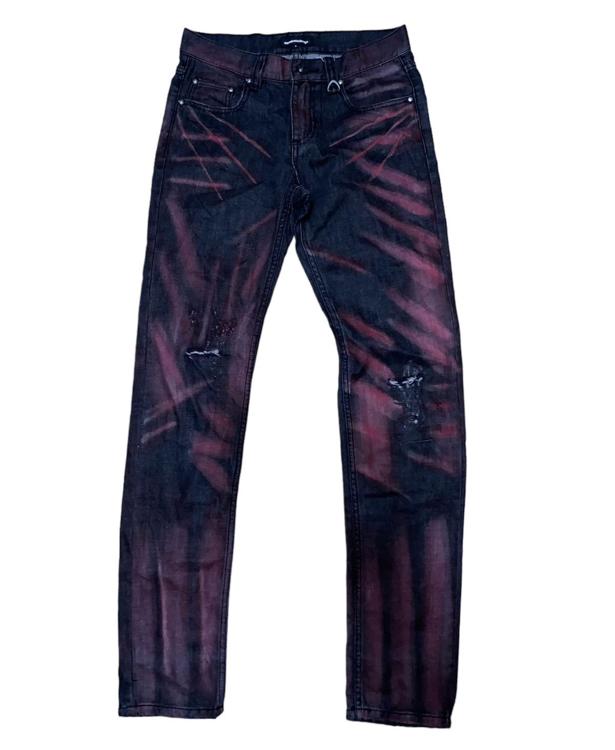 パンツ semantic design destroyed skinny denim Semantic Design Stretch Denim Skinny Jeans with Distressed Knees