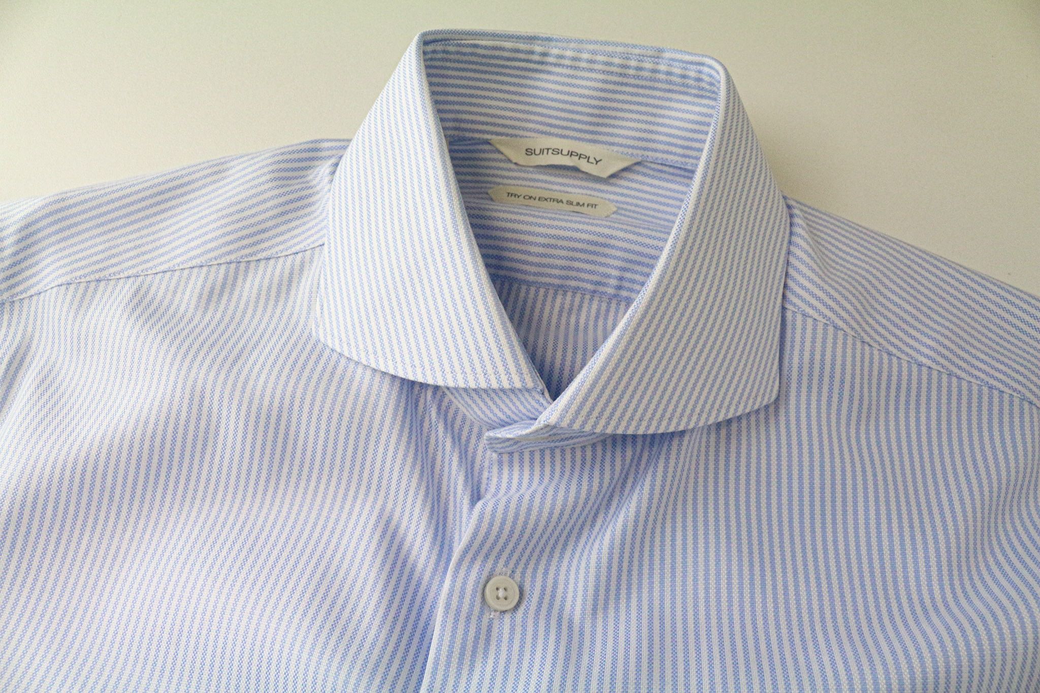 Suitsupply 39L/15 1/2L Extra Slim Blue Cotton Striped Shirt 79188 Size 40L - 3 Thumbnail
