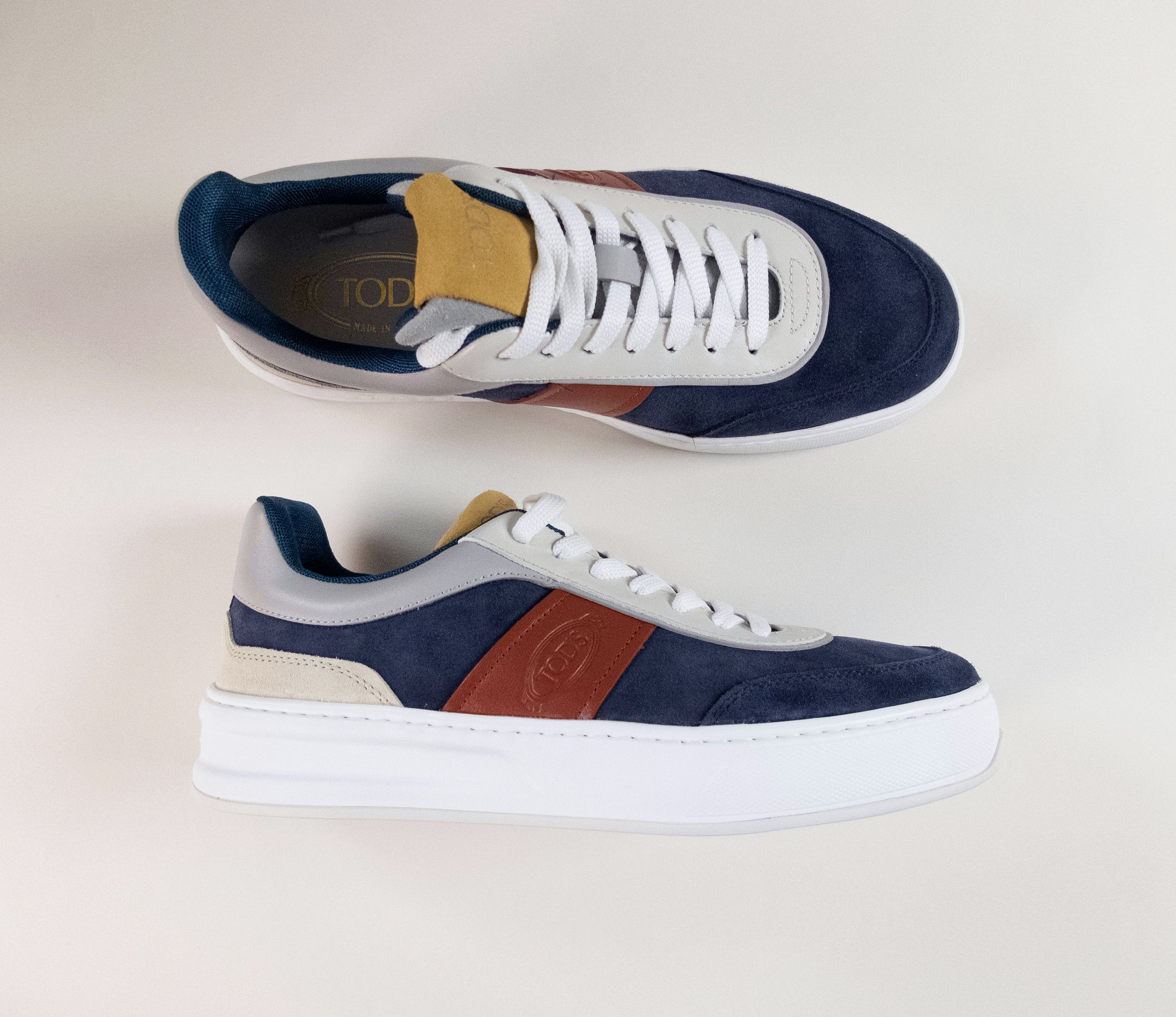 Tod's TOD'S Tabs paneled navy blue white suede low top sneakers 8 Size US 8 / EU 41 - 1 Thumbnail