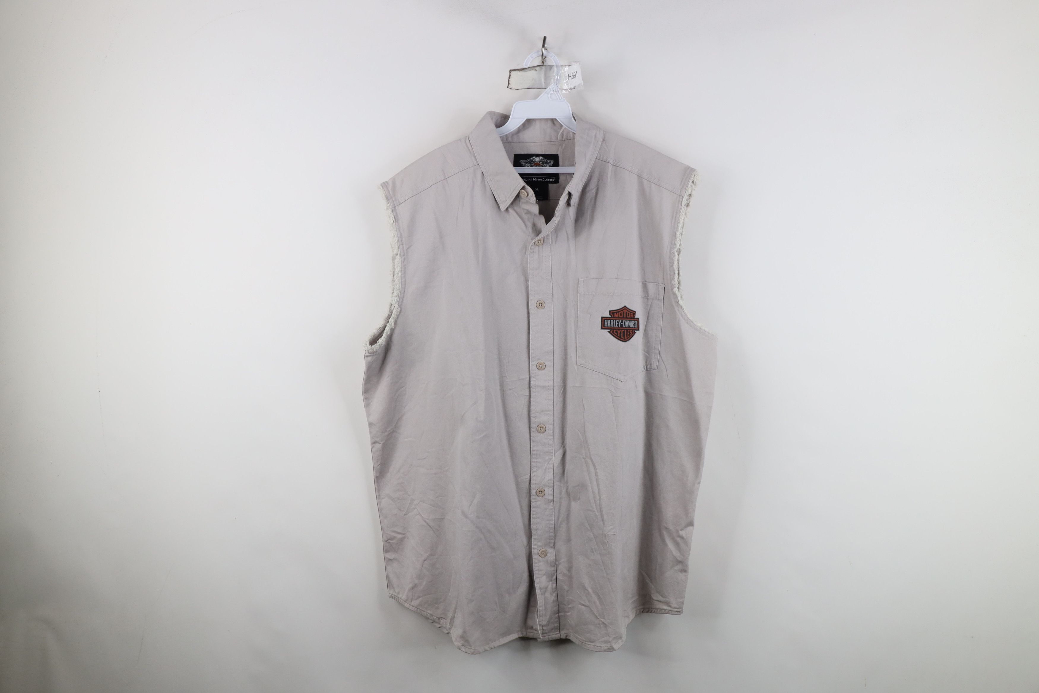 Harley Davidson Vintage Y2K Harley Davidson Off Sleeveless Button Down Shirt Size US XL / EU 56 / 4 - 1 Thumbnail