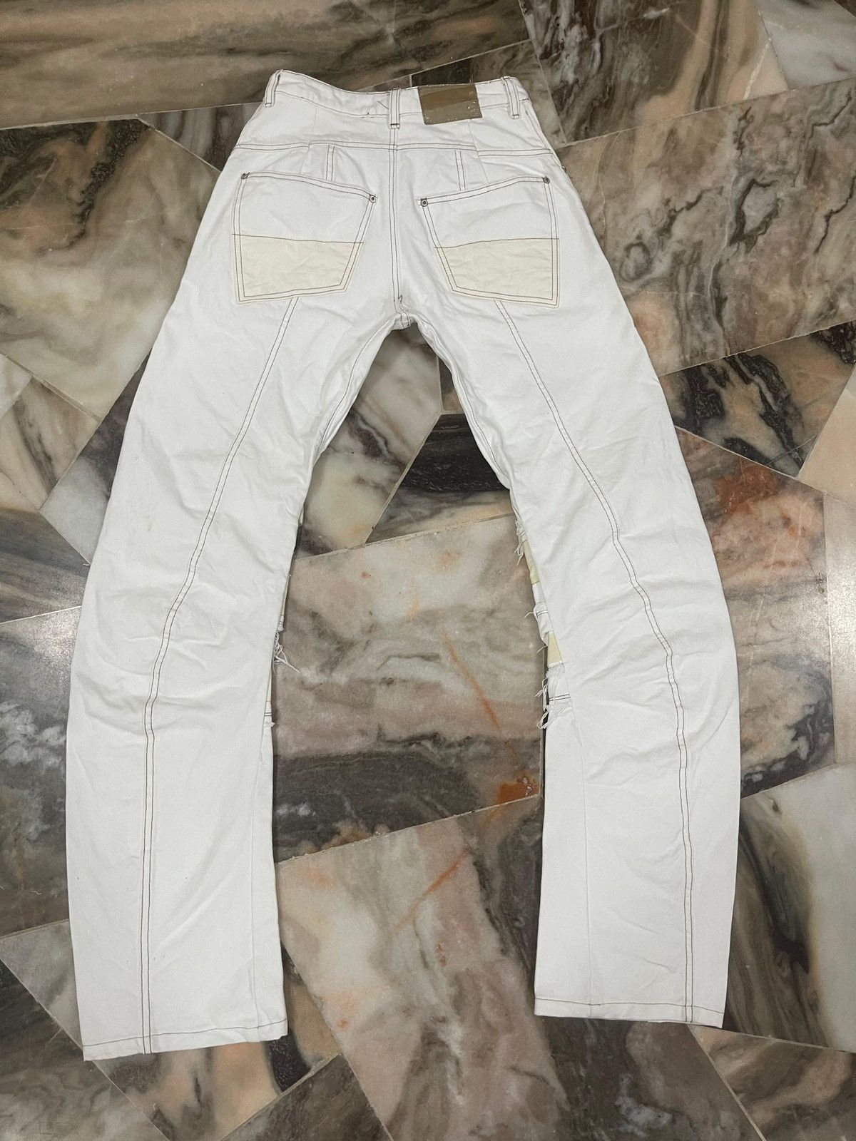 POST ARCHIVE FACTION (PAF) CARNET ARCHIVE - HUMAN-SHELL DESTROYED TROUSERS WHITE Size US 27 - 17 Thumbnail