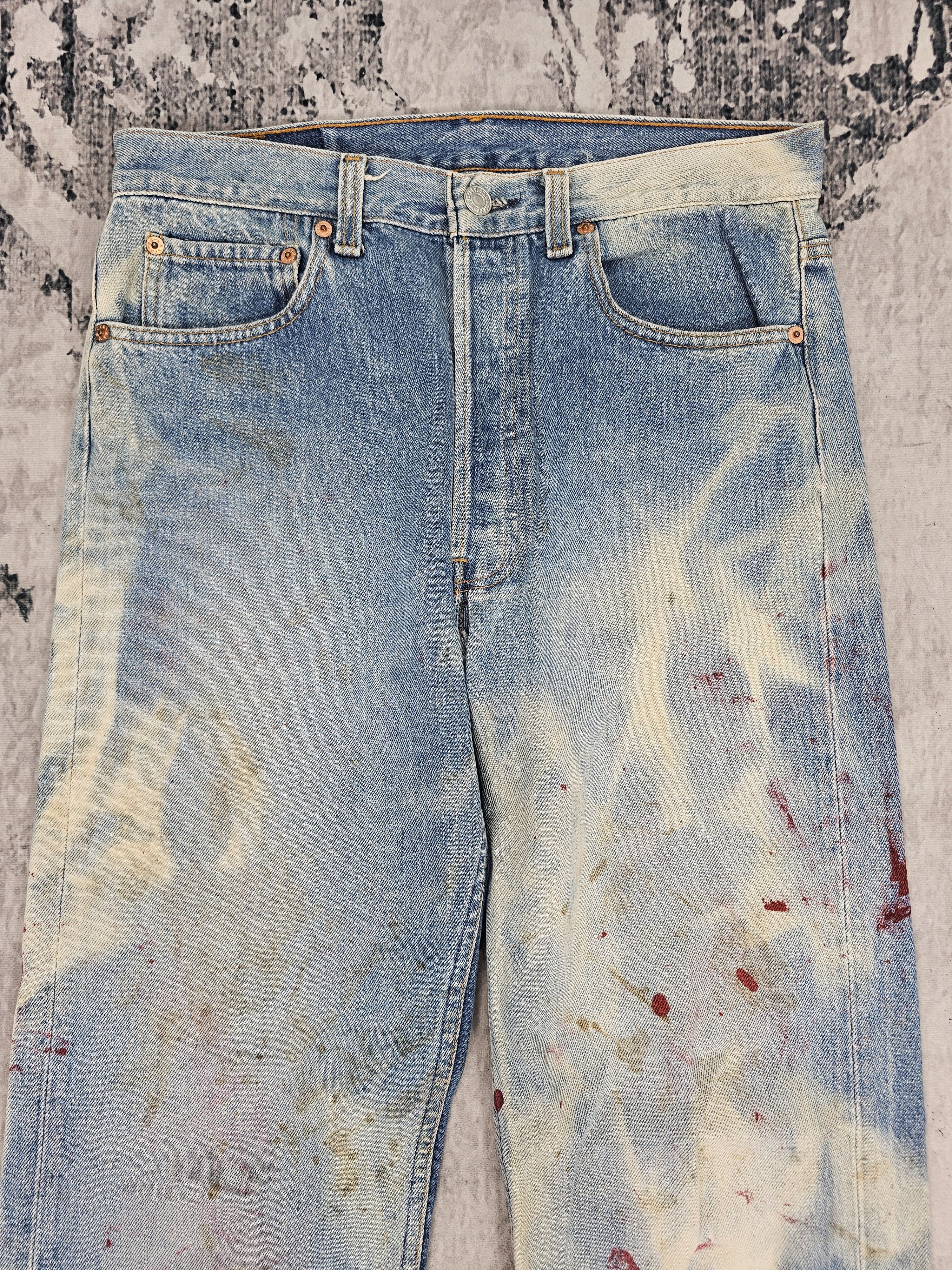 Levi's Vintage Clothing Vtg 90's LEVIS 501 Bleached Blue Jeans Made In USA L0566 Size US 31 - 7 Thumbnail