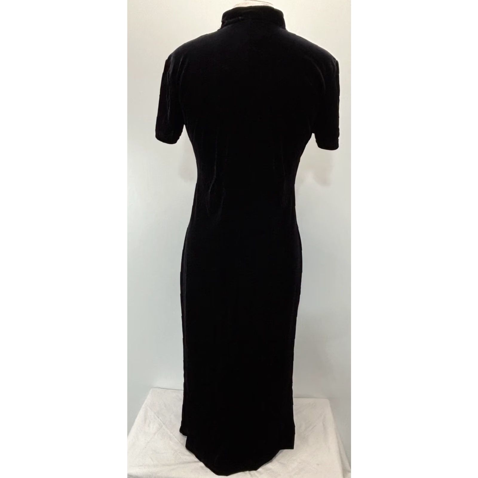 Velvet VINTAGE Velvet Velvet Dress Midi Dress M Black Goth 1990s USA Mens Womens Girls Boysen? Size M / US 6-8 / IT 42-44 - 3 Thumbnail