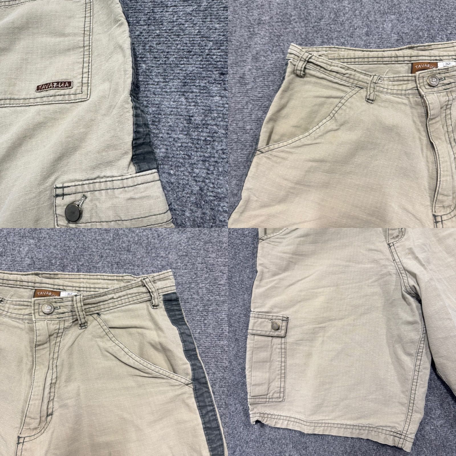 Vintage Tavarua Cargo Shorts Men 32 Surfer 100% Cotton 6 Pocket Beige Cream Y2K Size US 32 / EU 48 - 8 Thumbnail