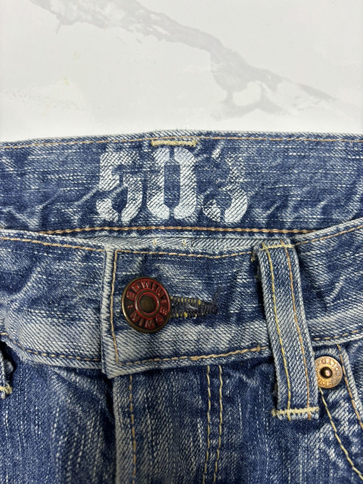 Edwin Flare Jeans Edwin 503 Bootcut Distressed Denim Jeans Size 31" - 9 Thumbnail