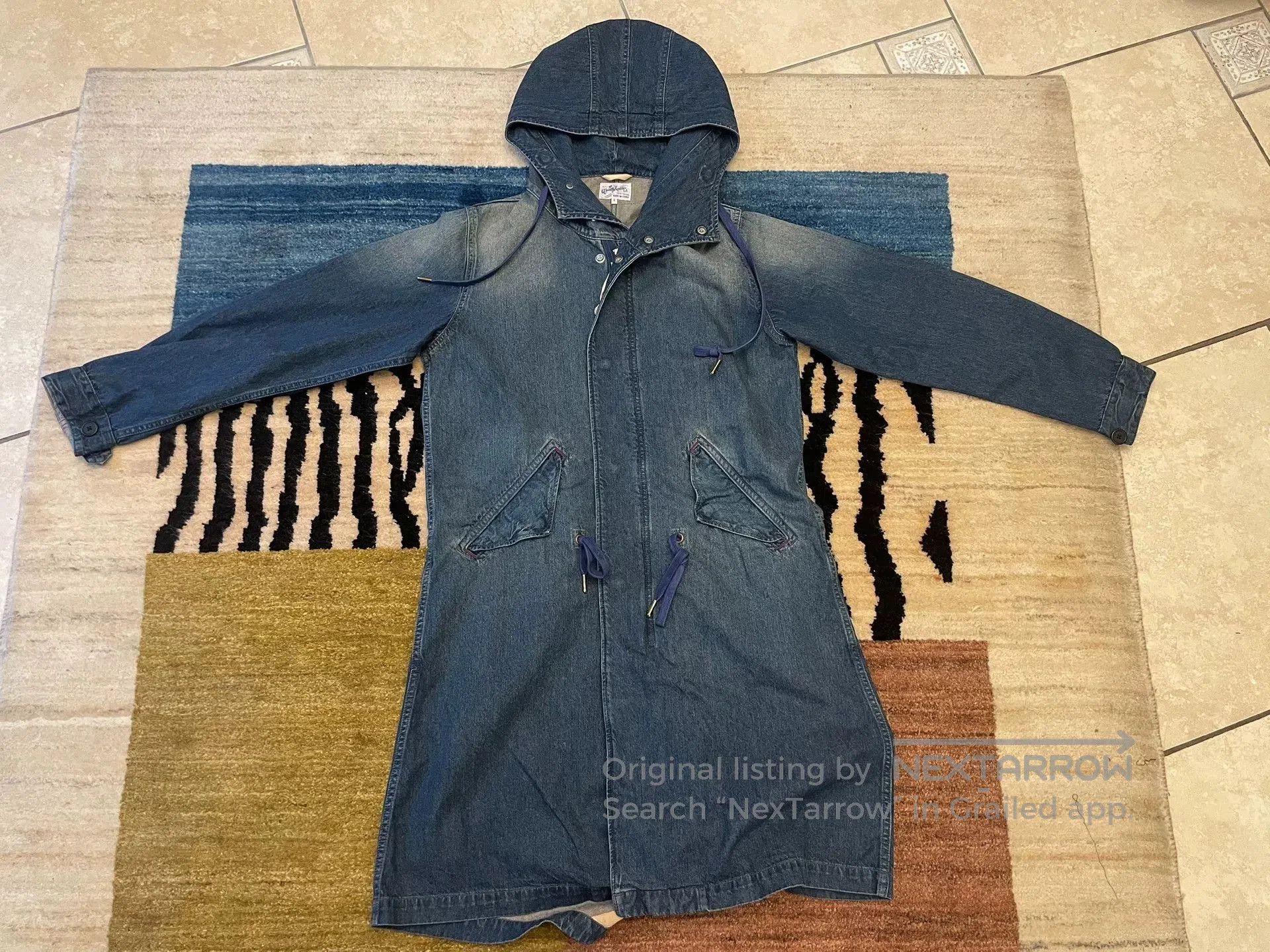 Naval Clothing Factory Denim Fishtail Men's Trench Coat. Size US L / EU 52-54 / 3 - 1 Thumbnail