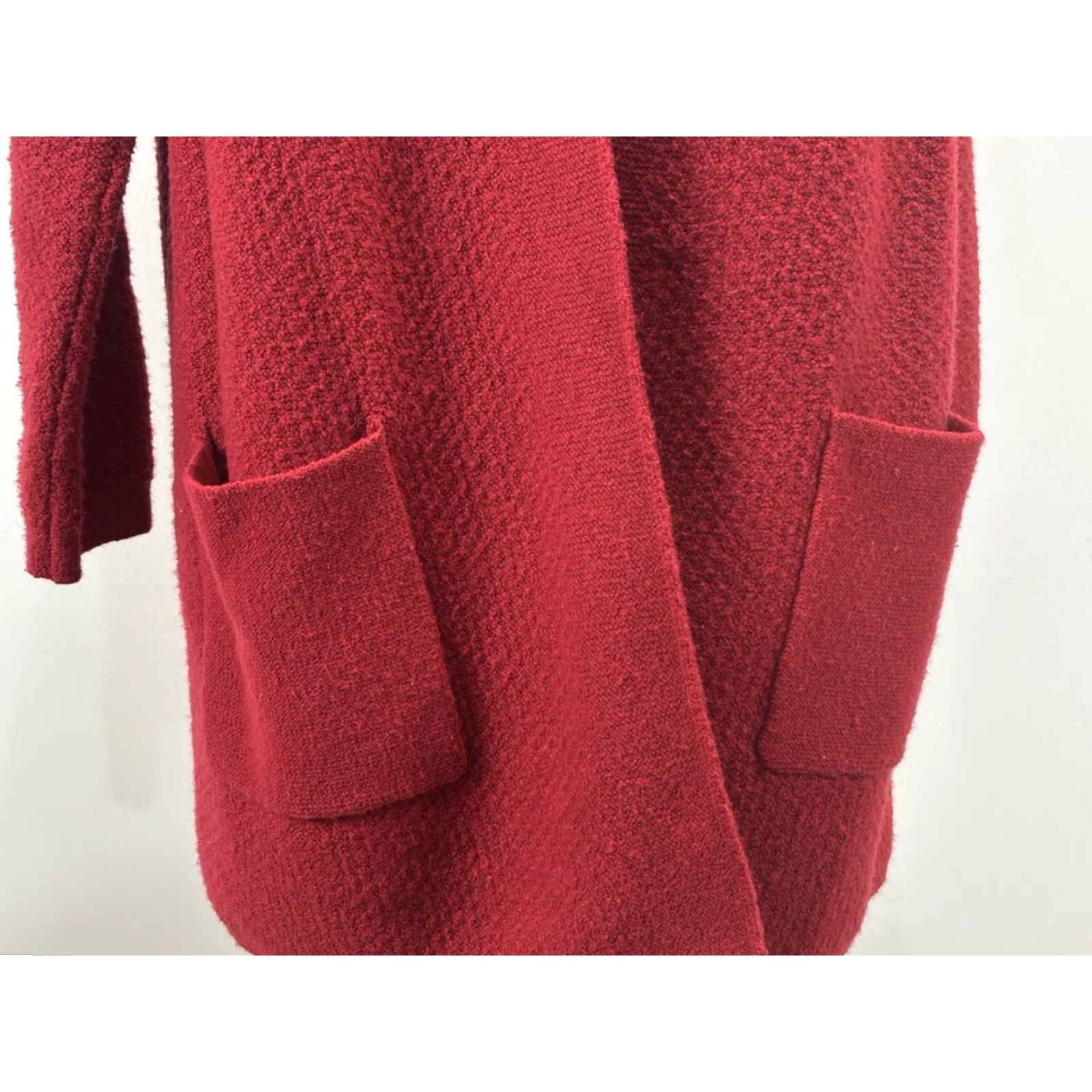 J. Jill J. Jill Textured Knit Cardigan Sweater Large Red Open Front Pockets Womens Size L / US 10 / IT 46 - 6 Thumbnail