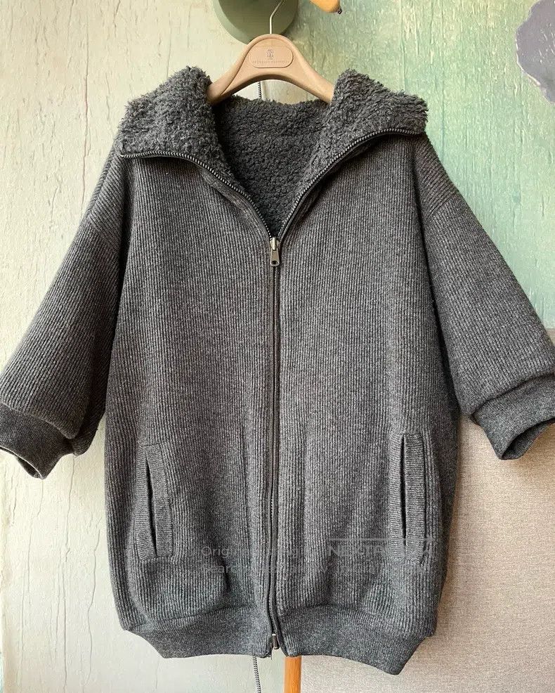 Brunello Cucinelli Brunello Cucinelli Double-sided teddy cashmere sweater jac Size S / US 4 / IT 40 - 2 Thumbnail