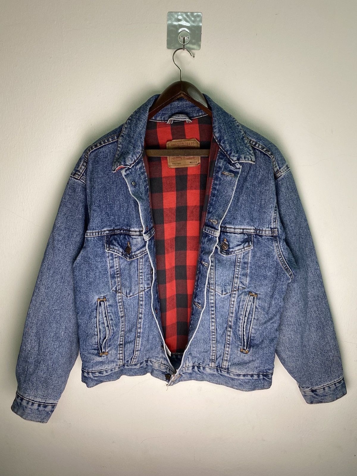 Levi's Vintage Clothing Vintage 90s Levi's Denim Buffalo Check Jacket Size US M / EU 48-50 / 2 - 1 Thumbnail