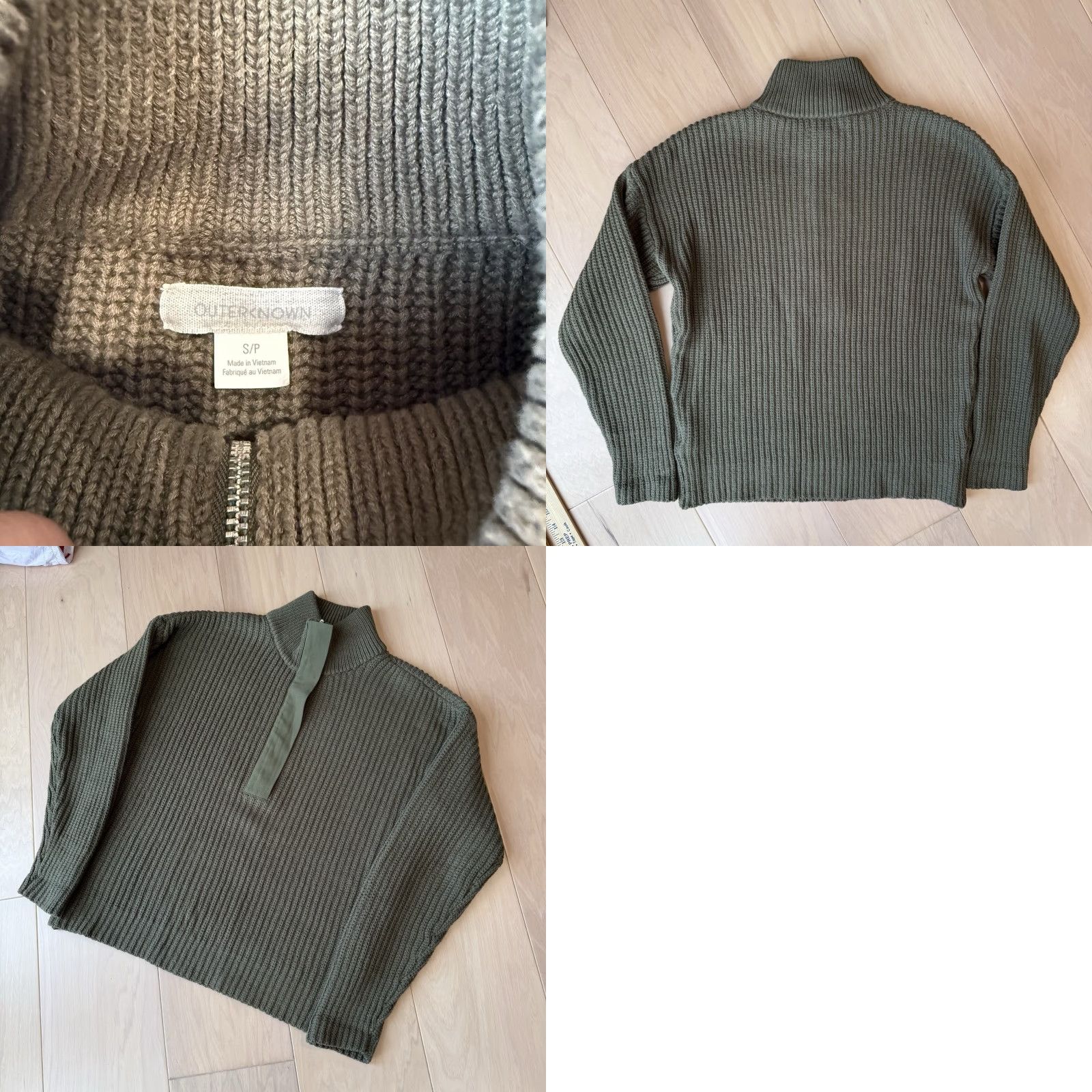 Outerknown Outerknown Sweater Small Green 1/2 Zip Cotton Pullover Minimalist NATO-Style? Size US S / EU 44-46 / 1 - 8 Thumbnail