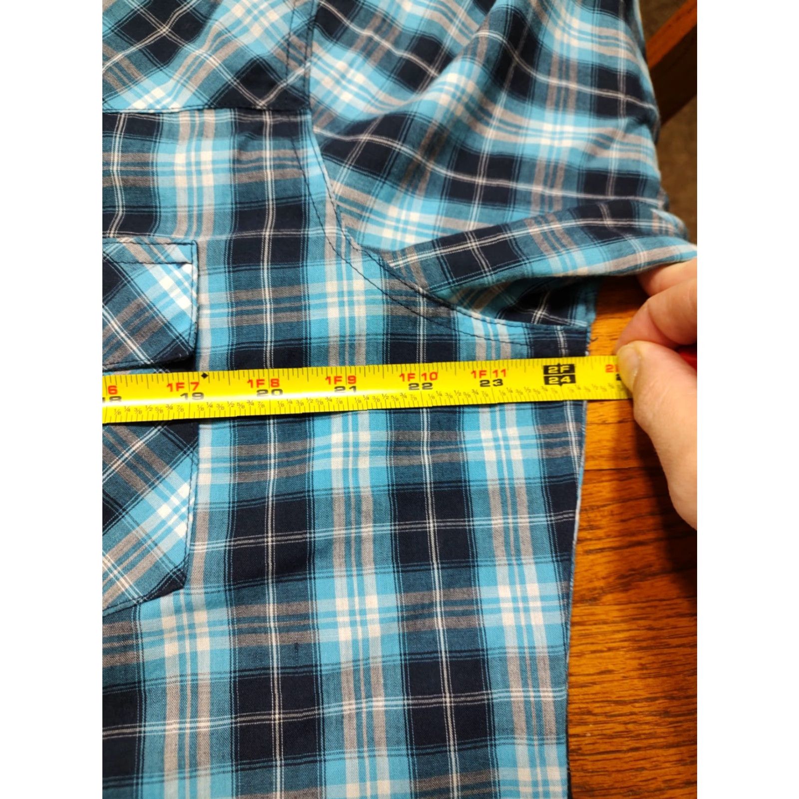 Wrangler VINTAGE Wrangler Shirt Men L Blue Plaid Pearl Snap Western Wrancher Pockets Size US L / EU 52-54 / 3 - 8 Thumbnail