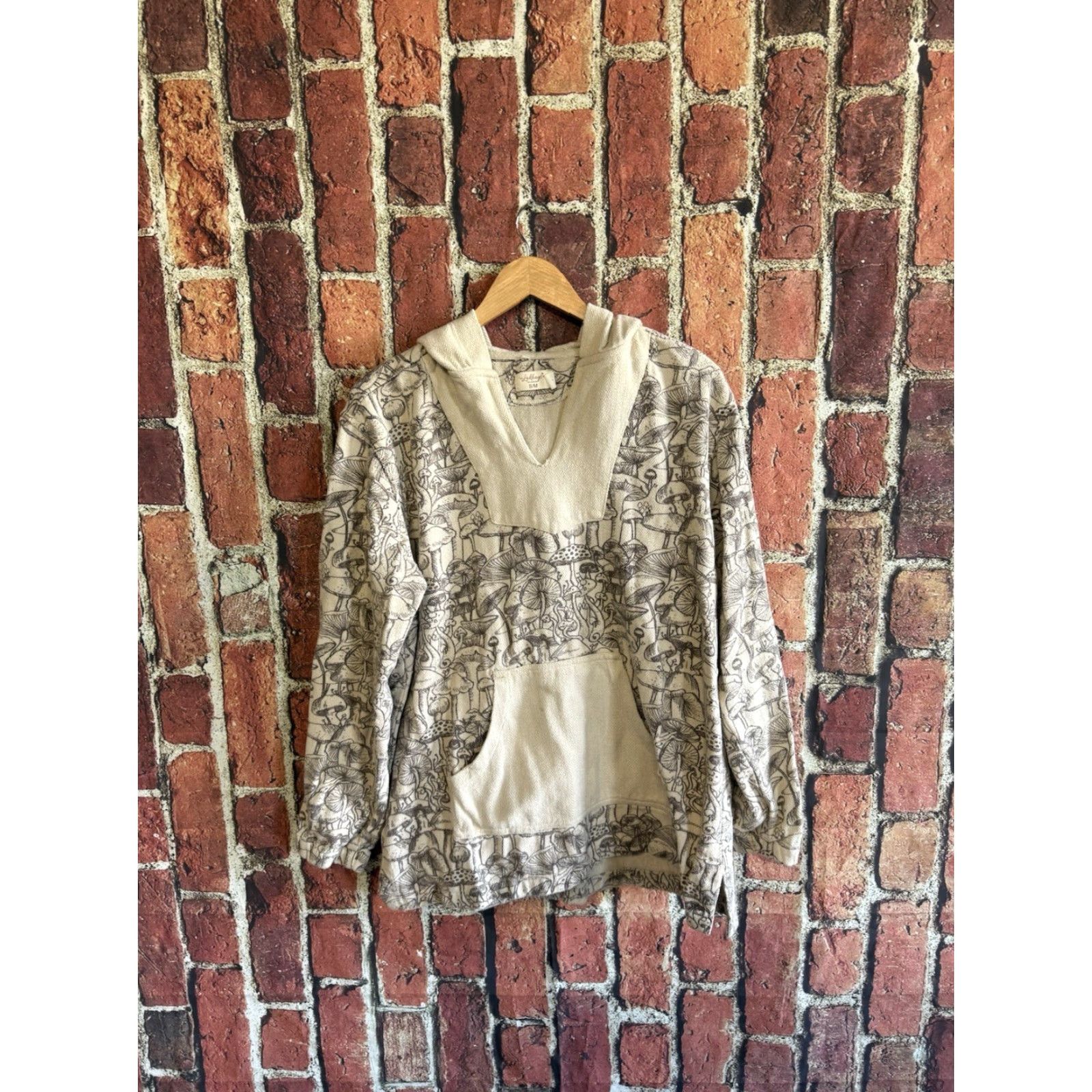 Vintage Lakhays Womens Gray Mushroom Pattern Pullover Hooded Sweatshirt S/M Hoodie Pullover Gray Women Activewear Summer? Size S / US 4 / IT 40 - 2 Thumbnail
