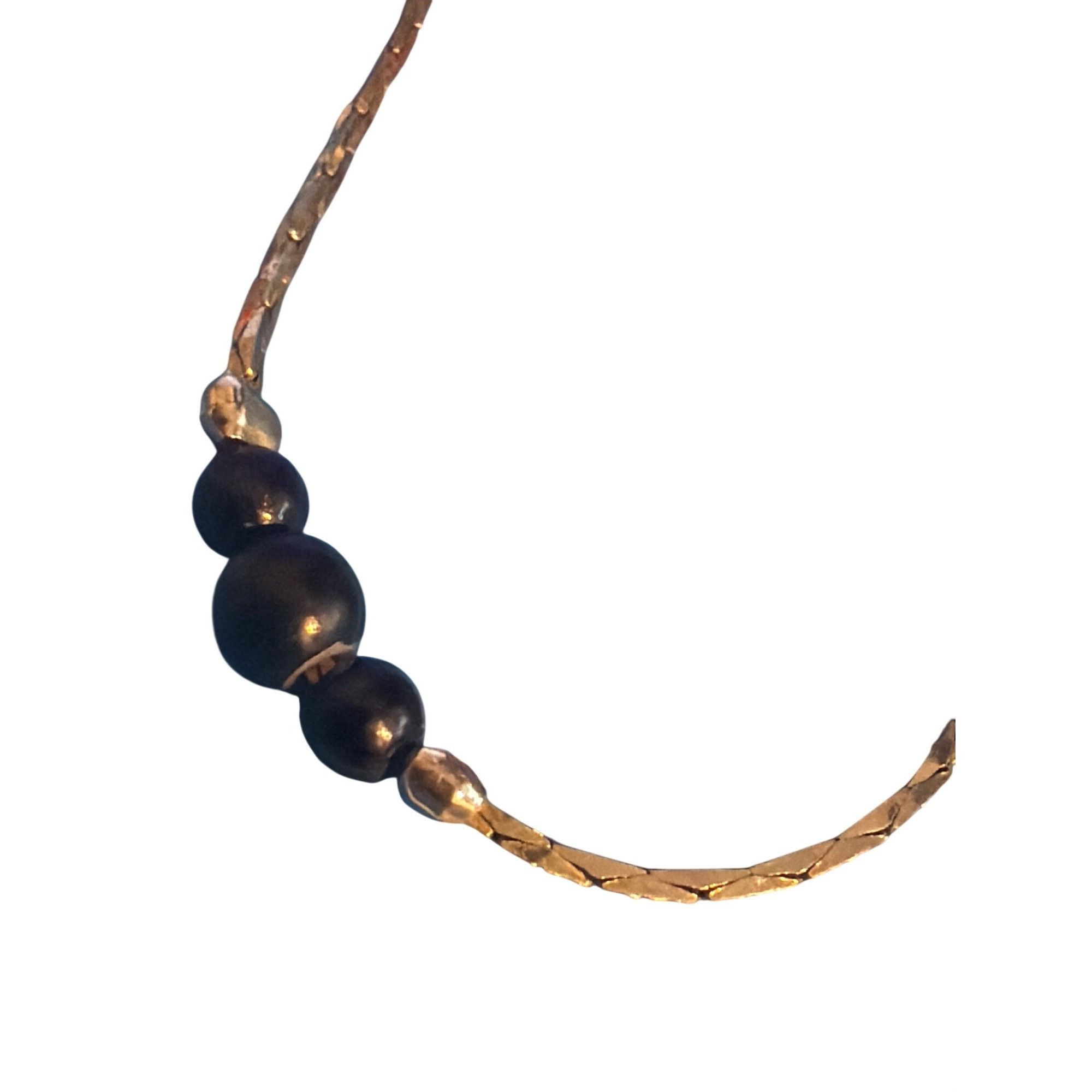 Other Vintage Silver Tone Necklace Black Bead Stations Dainty Chai Size ONE SIZE - 2 Thumbnail