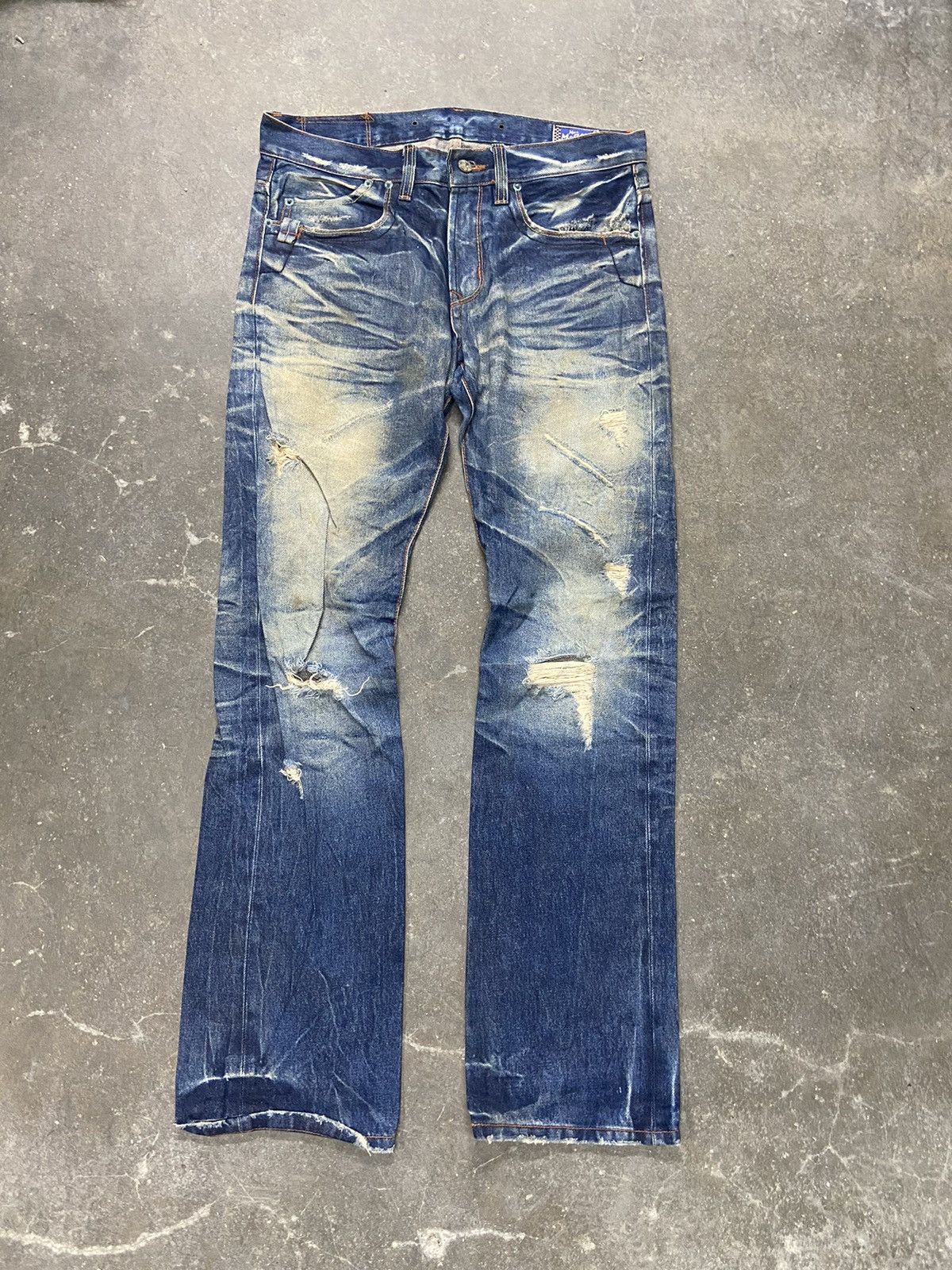 TOYS McCOY 🔥 Stain wash and distressed Mc Coy jeans Size US 34 / EU 50 - 1 Thumbnail
