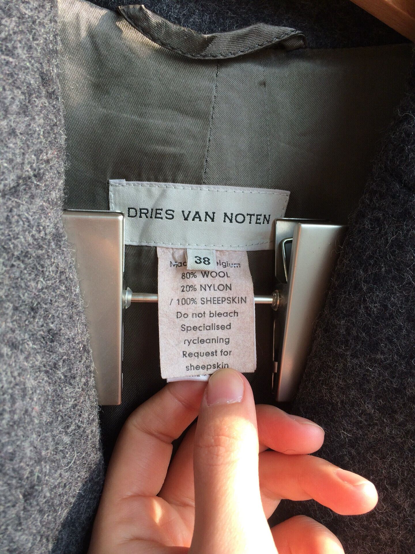 Dries Van Noten DVN Wool Coat 38 Lamb Front Long Blouson Sleeves Size XS / US 0-2 / IT 36-38 - 7 Thumbnail