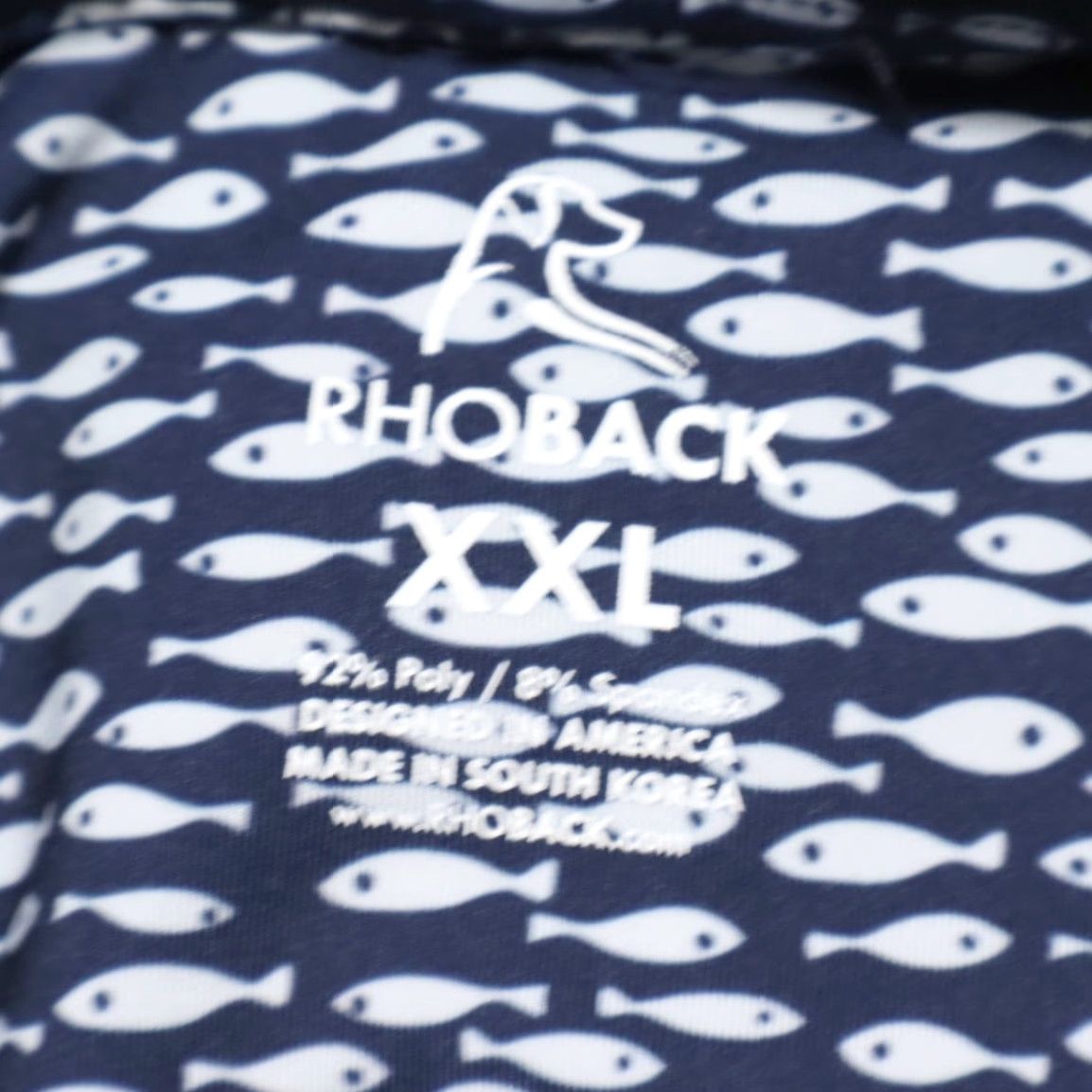 Vintage Rhoback Fish School Stretch Polyester Polo Shirt Navy Men's 2XL Size US XXL / EU 58 / 5 - 6 Thumbnail