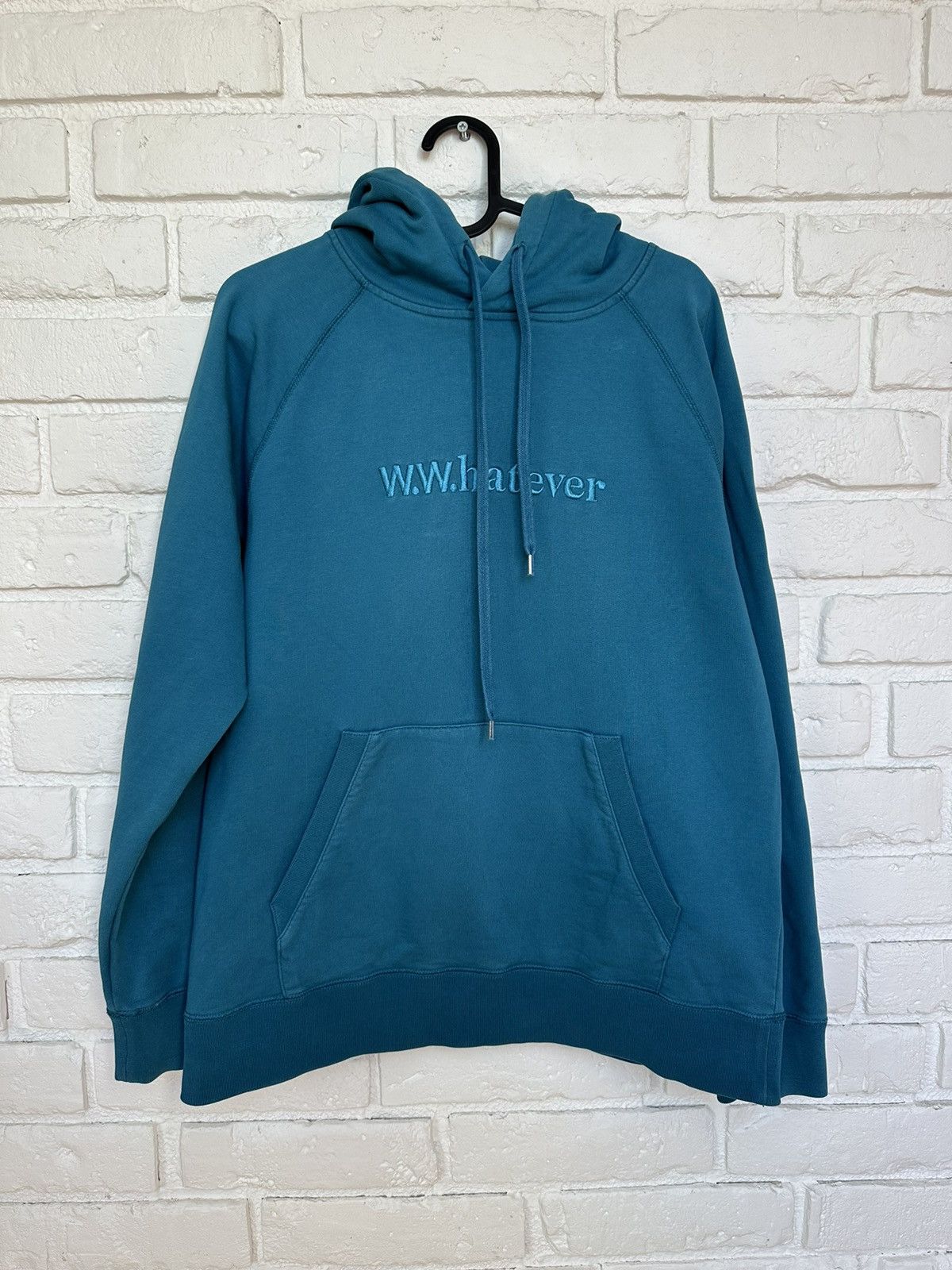 wood wood fred hoodie teal w.w.hatever size L with hood
