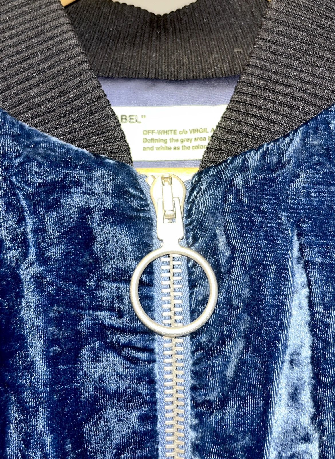 Off-White Off-White Navy Blue Velvet & Satin trim bomber jacket Size M / US 6-8 / IT 42-44 - 2 Thumbnail