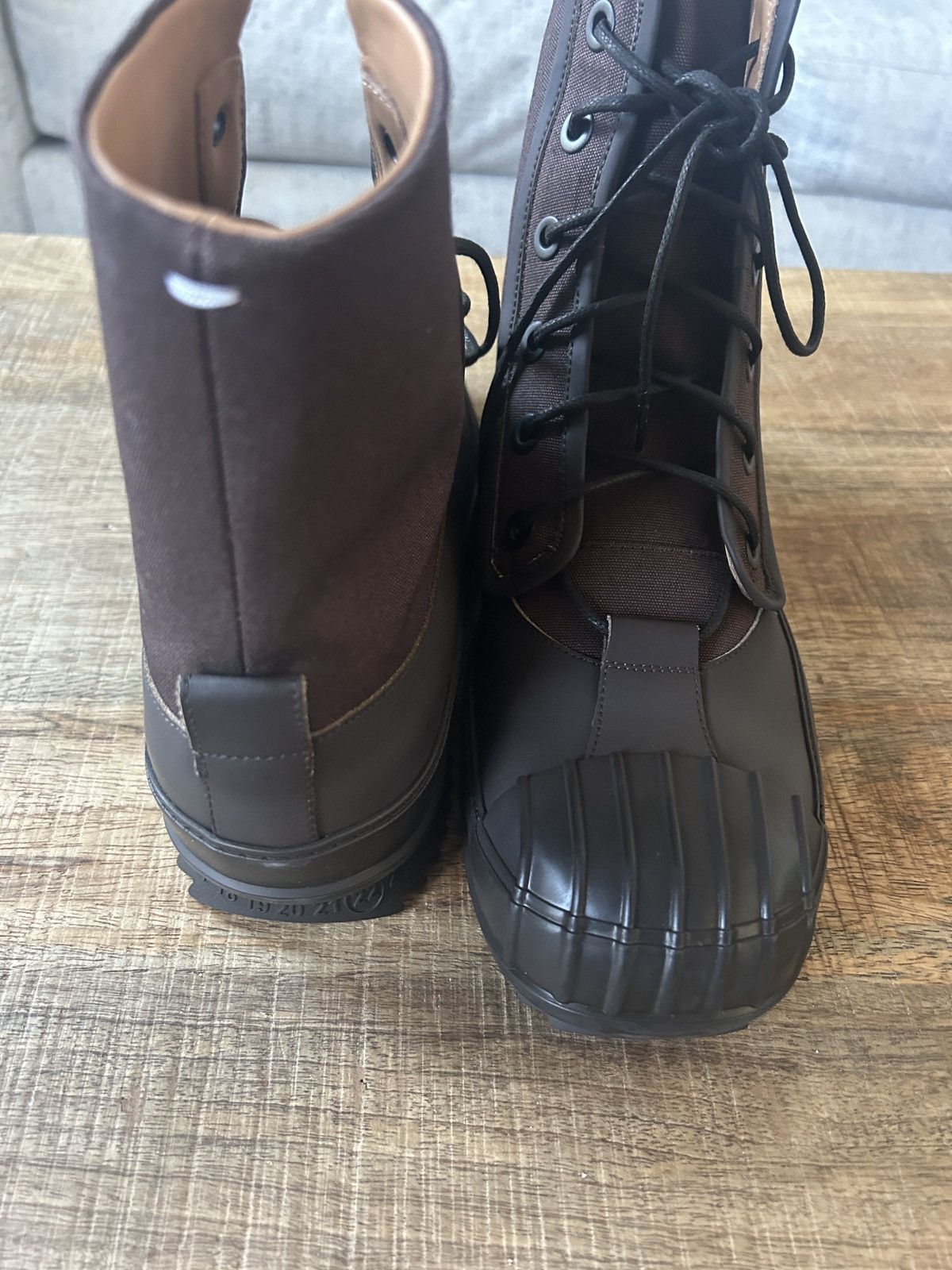 Maison Margiela Maison Margiela leather trimmed boot high top designer brown Size US 9 / EU 42 - 1 Thumbnail