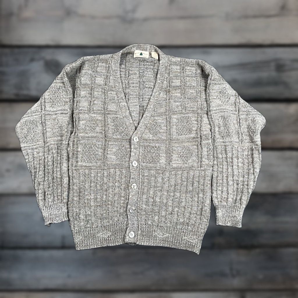 Vintage VINTAGE Northwest Territory Cardigan Sweater Men M Beige Textured Knit Geometric Pattern 90s Hipster Preppy Casual Fall Winter Size US M / EU 48-50 / 2 - 1 Thumbnail