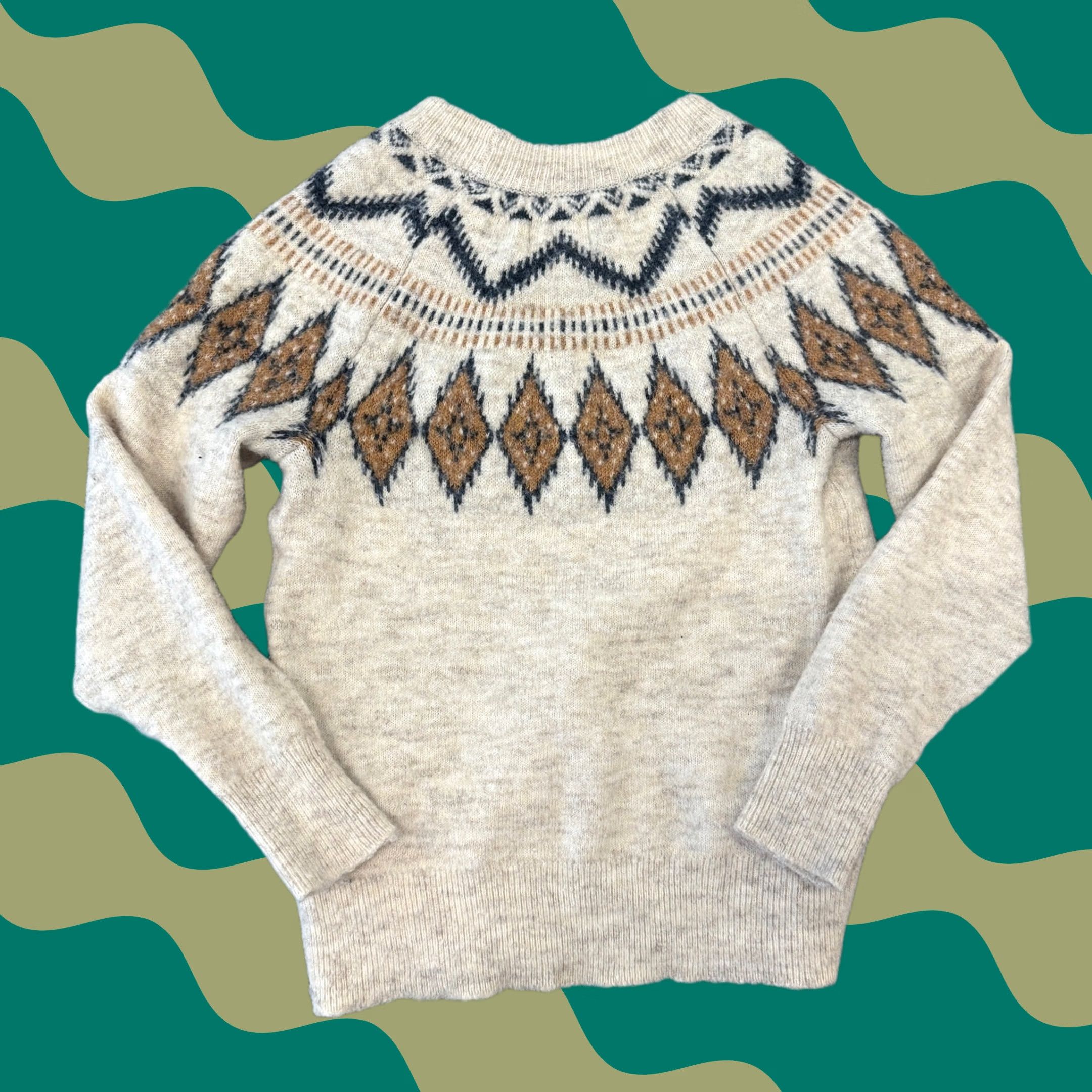 Triangl VINTAGE Y2K Beige Triangle Brown Soft Longsleeve Sweater Small Women S Brown Pullover Knit Size S / US 4 / IT 40 - 1 Thumbnail