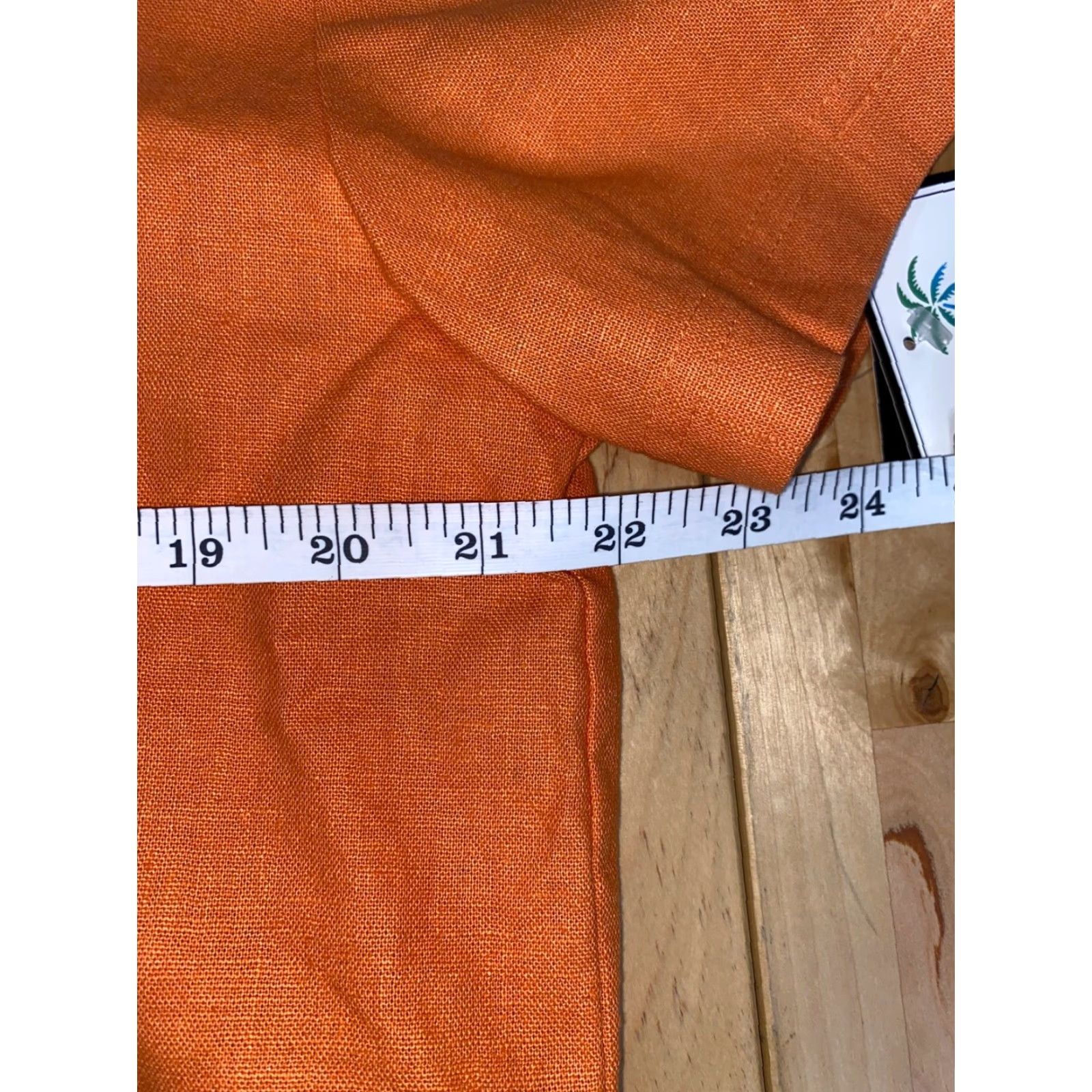 Vintage Island Influence Orange Womens Button-Down Short Sleeve Casual Shirt 10 Adult Regular Linen Blend Solid Collar Down Size L / US 10 / IT 46 - 5 Thumbnail