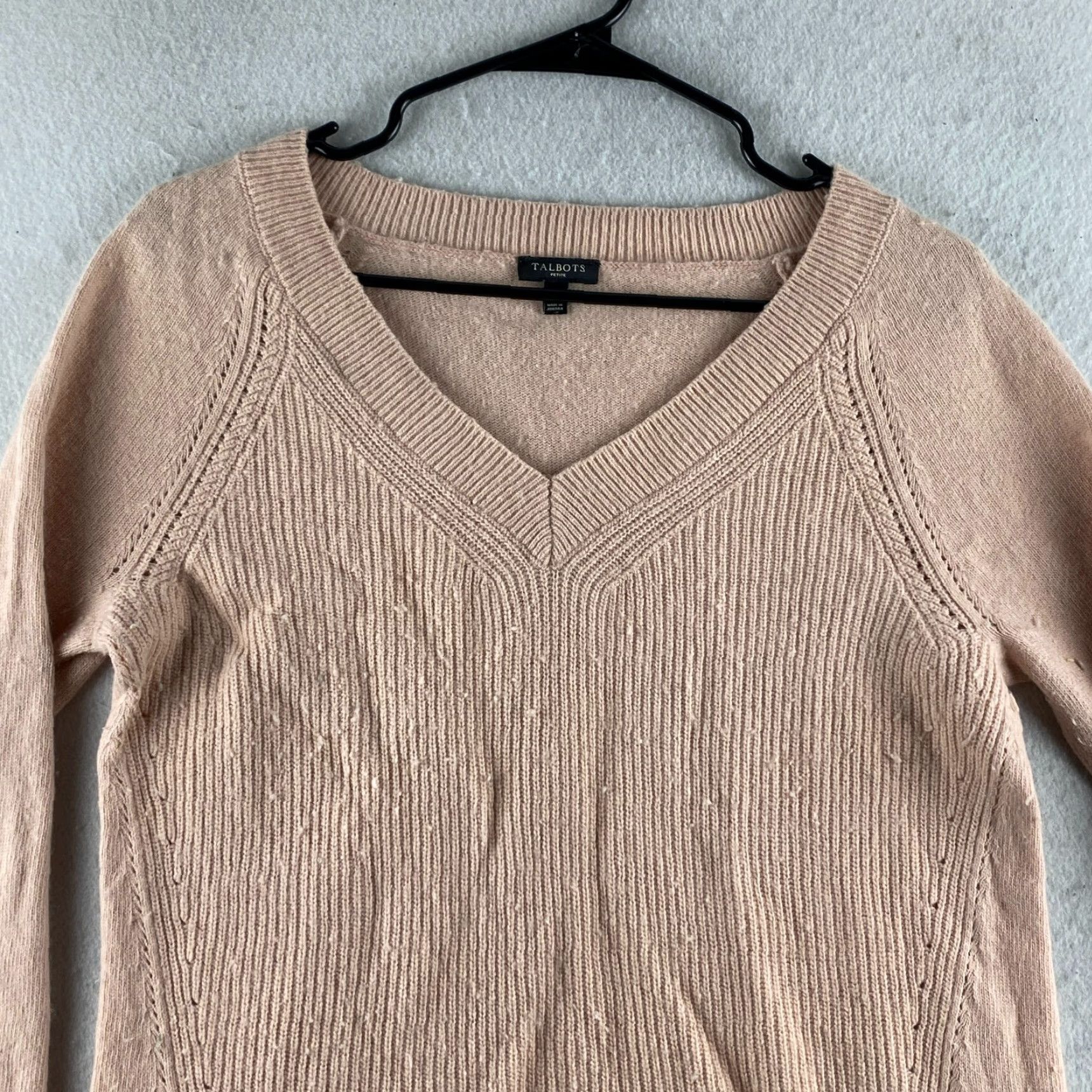 Talbots Talbots Sweater Womens Medium Petite MP Pink Cashmere Wool Blend Pullover V-Neck Size M / US 6-8 / IT 42-44 - 2 Thumbnail
