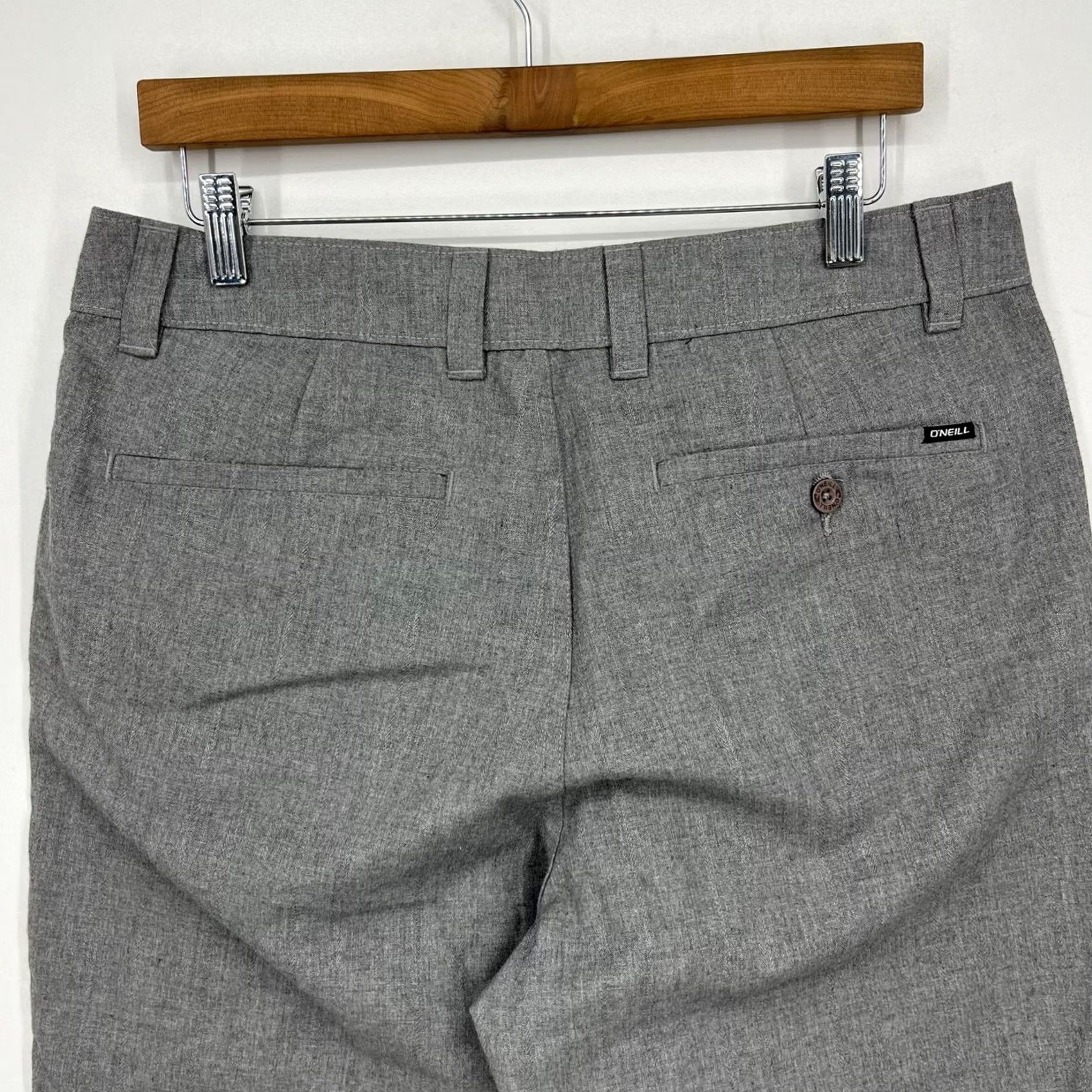 O'Neill O'Neill Chino Shorts Men Gray 32 Flat Front Stretch Regular Inseam 10" Mid Rise Stretch Pockets Casual Summer Spring Size US 32 / EU 48 - 7 Thumbnail