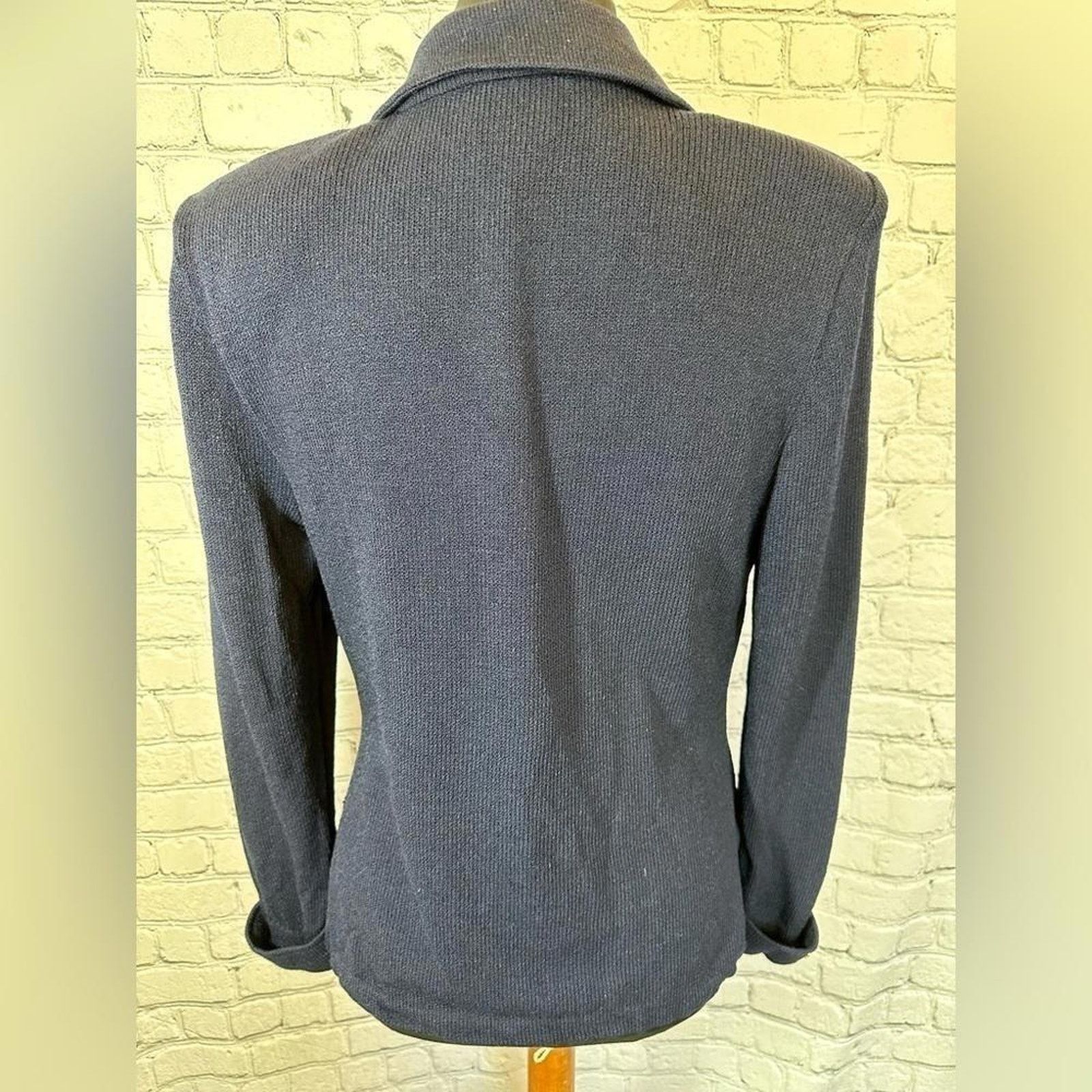 Andrew St. John St John Navy Blue Knit Blazer with Gold Buttons Size S / US 4 / IT 40 - 3 Thumbnail