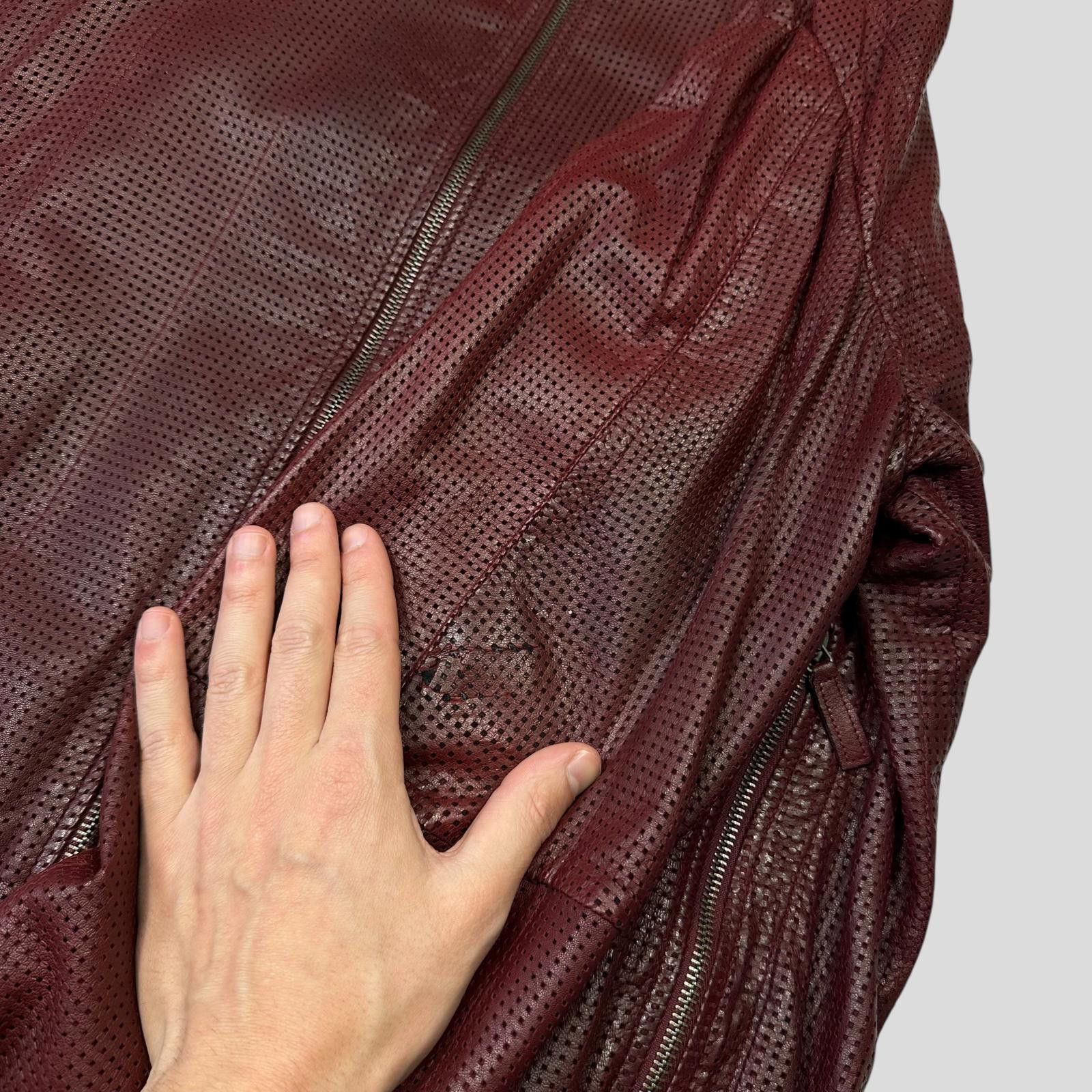 Armani Emporio Armani 2009 Perforated Mesh Leather Bomber IT54 (L) Size US L / EU 52-54 / 3 - 11 Thumbnail
