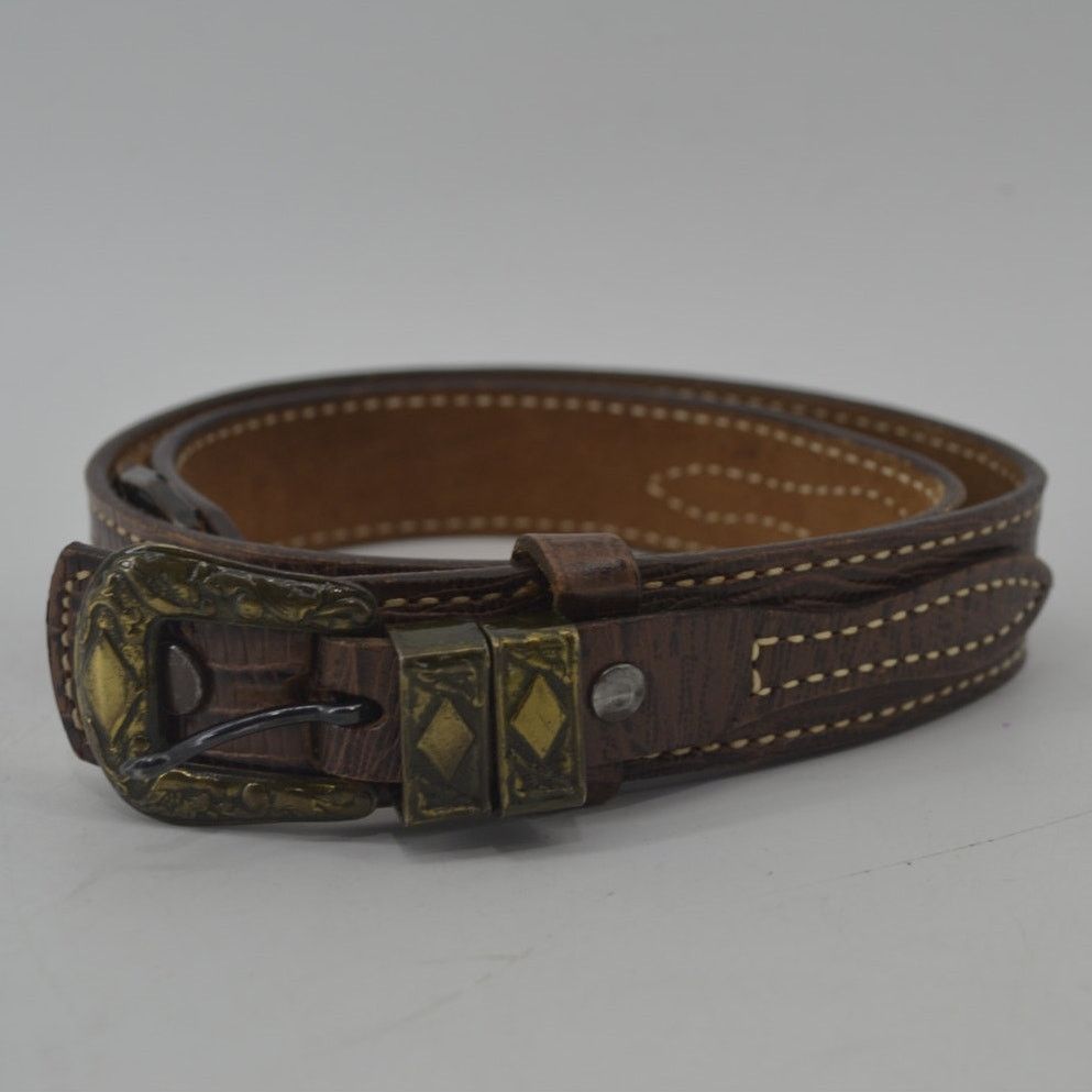 Vintage TexTan Women's Western Cowgirl Brown Leather Belt Boho Sz 28 Size ONE SIZE - 6 Thumbnail