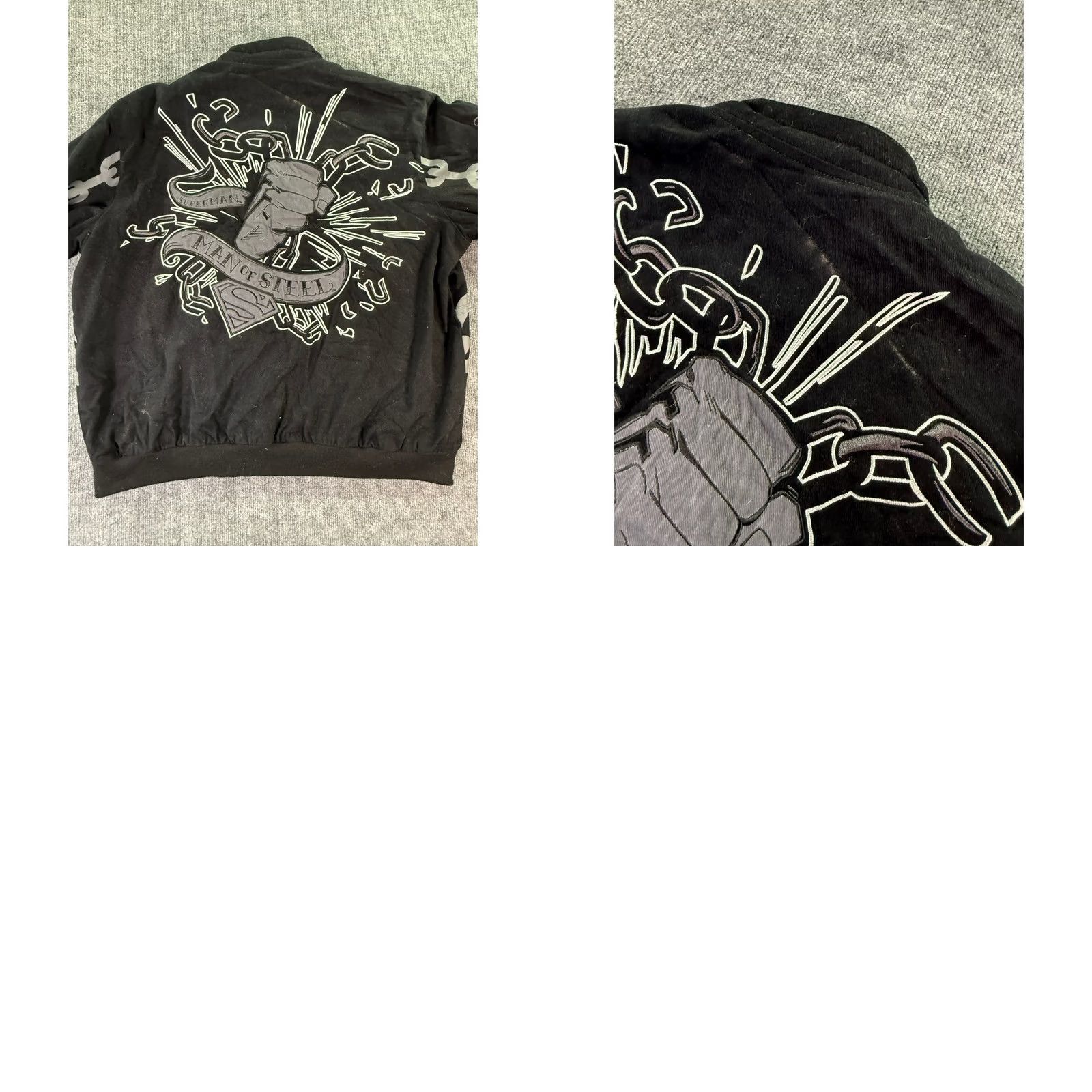 JH Design VINTAGE JH Design Superman Jacket Mens 2XL Black Twill Bomber Jacket Embroidered Chain Graphic Size US XXL / EU 58 / 5 - 10 Thumbnail