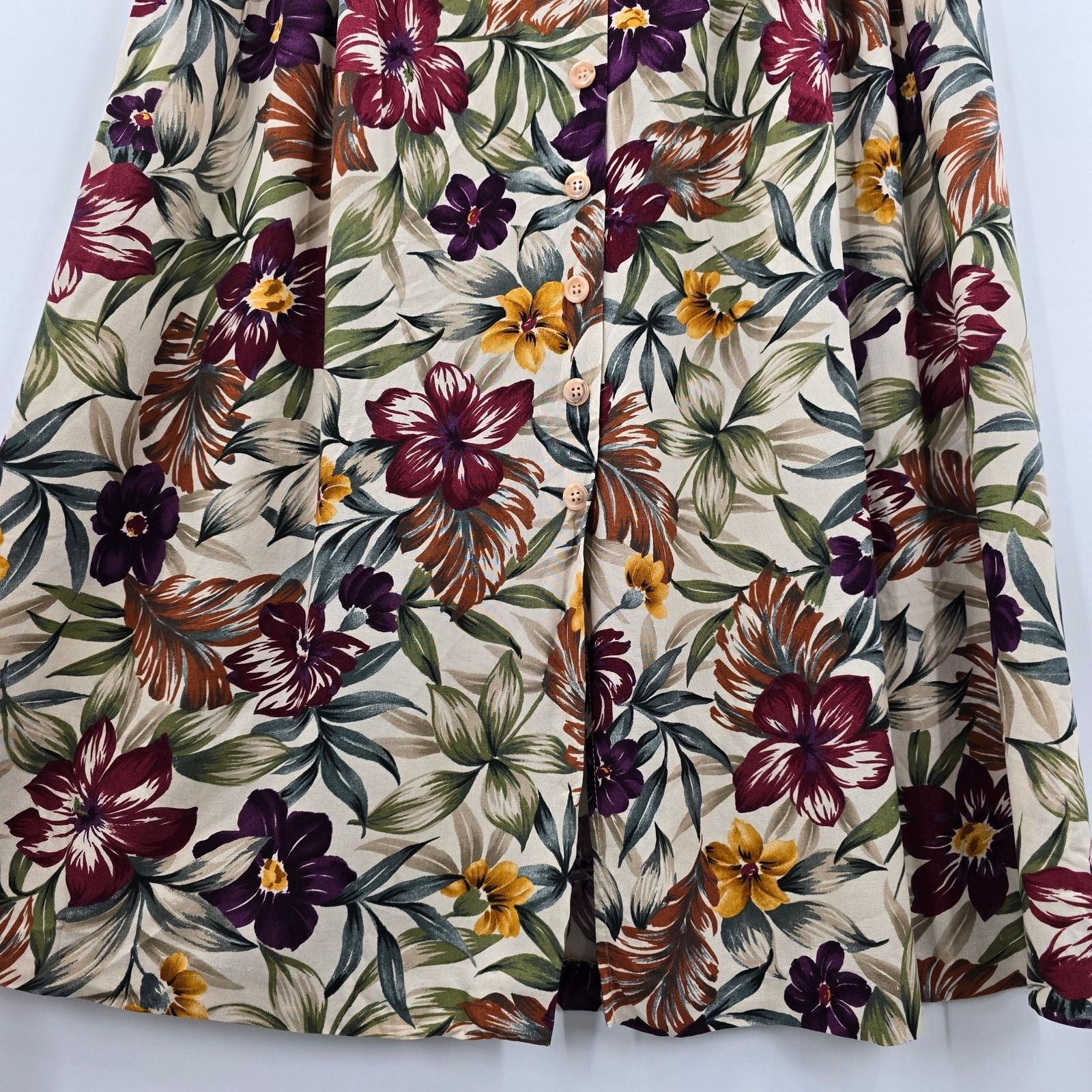 Other Alfred Dunner Brown Floral Midi Button Skirt Plus 18 Size 40" / US 18 - 3 Thumbnail