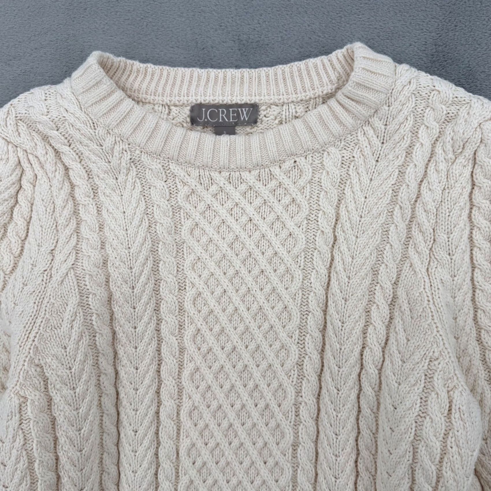 J.Crew J.Crew Womens Cream Cable Knit Cotton Crewneck Sweater Size Small Size S / US 4 / IT 40 - 3 Thumbnail